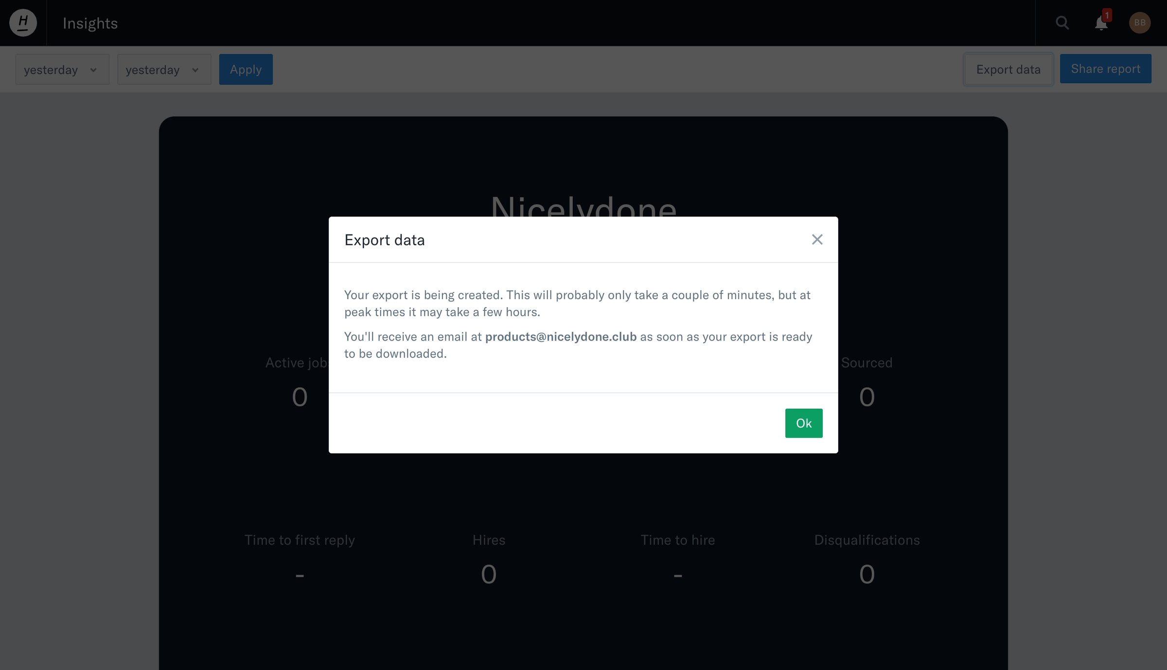 Homerun - 1 Insights · Homerun screen