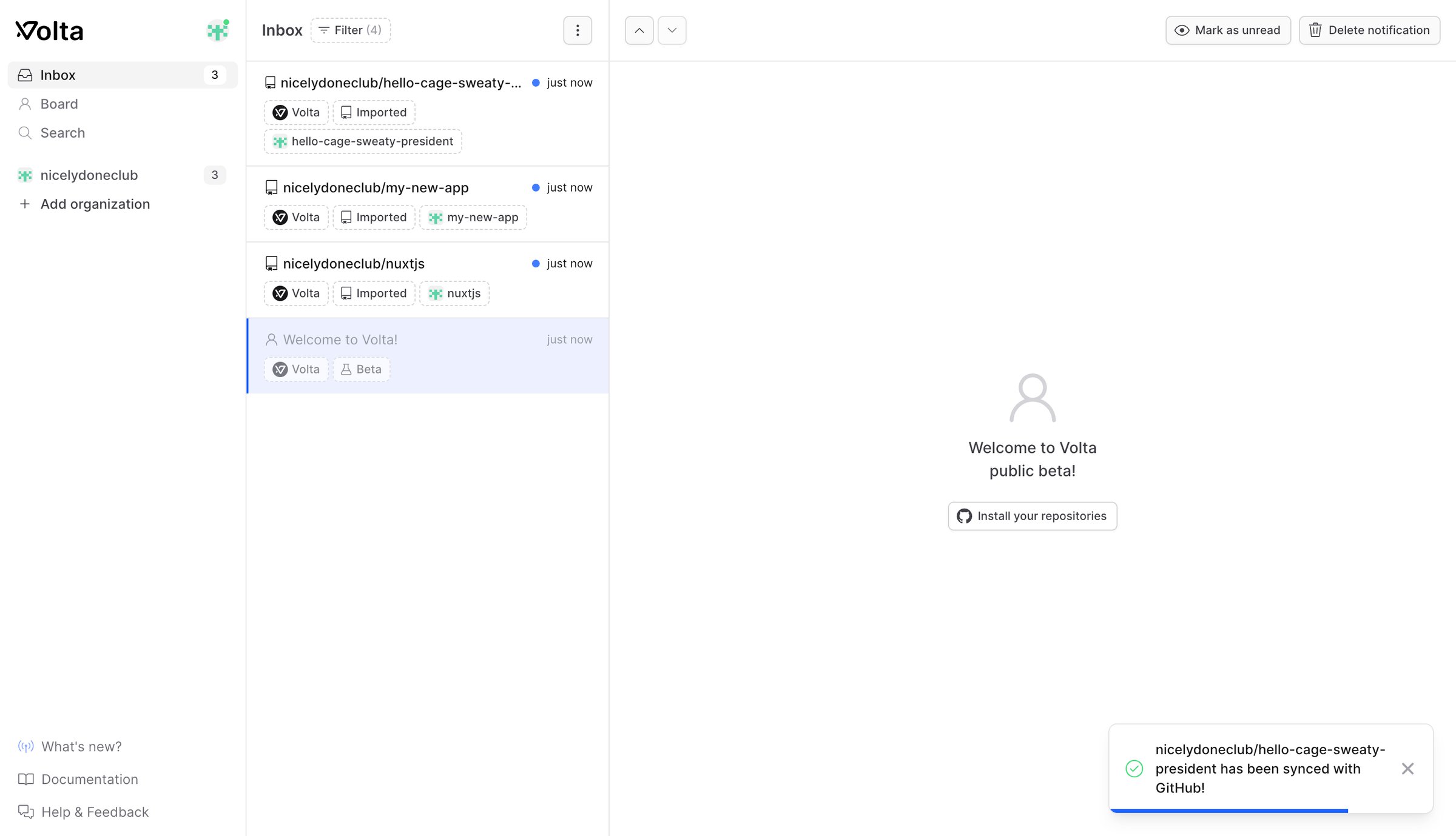 Volta - Inbox · Volta screen