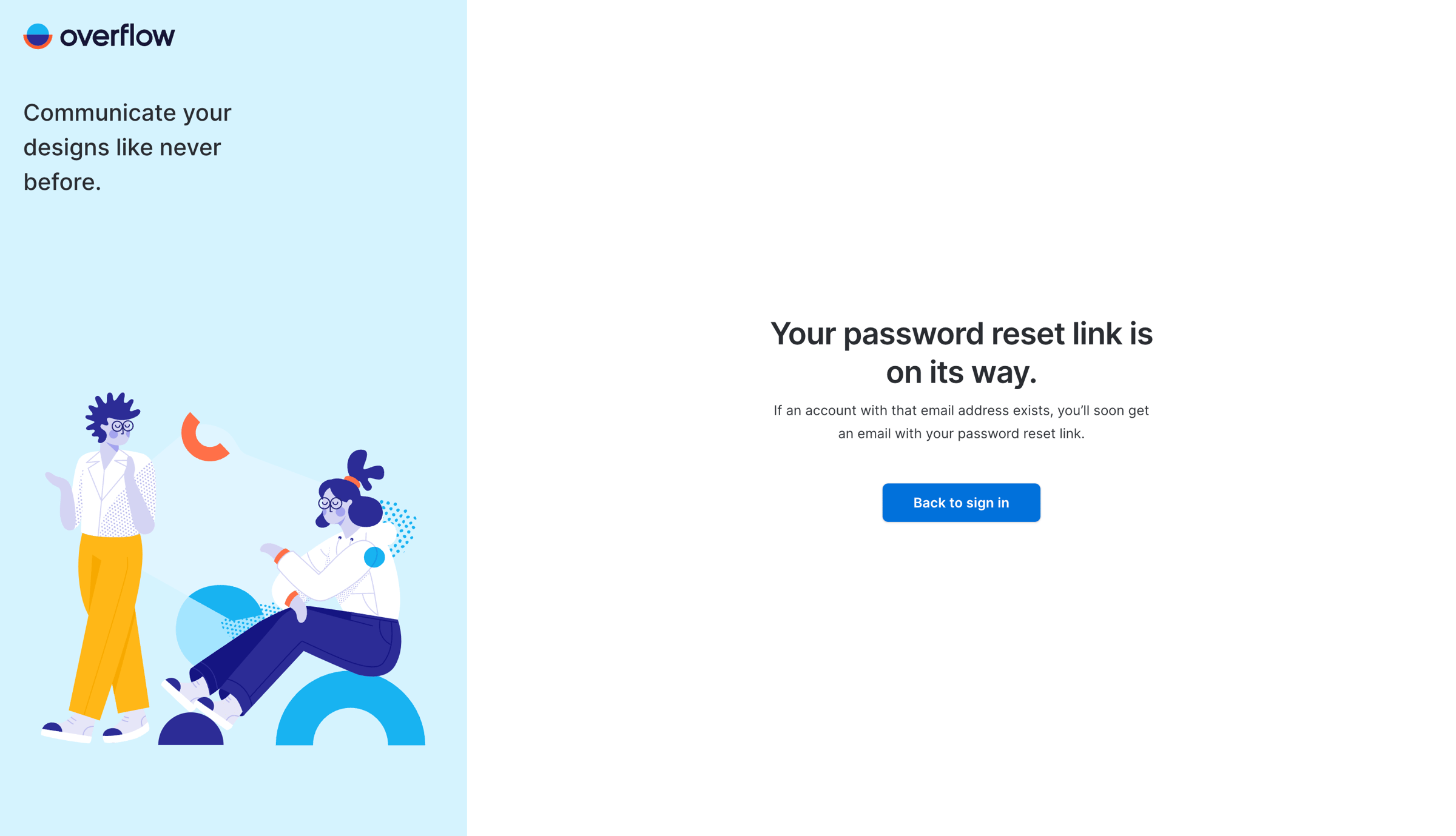 Overflow - Forgot password | Overflow screen