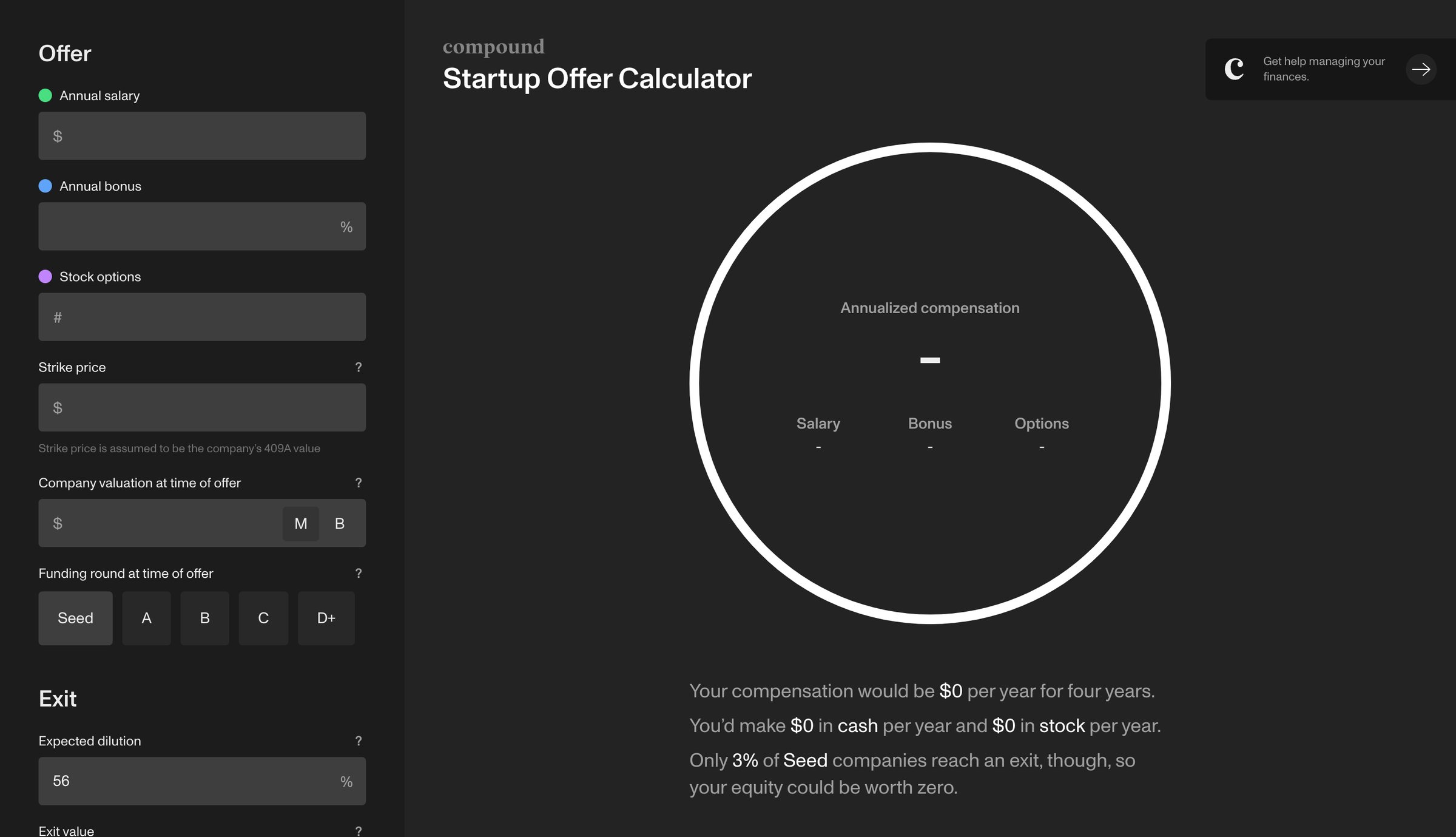 Compound - Compound | Offer Calculator screen