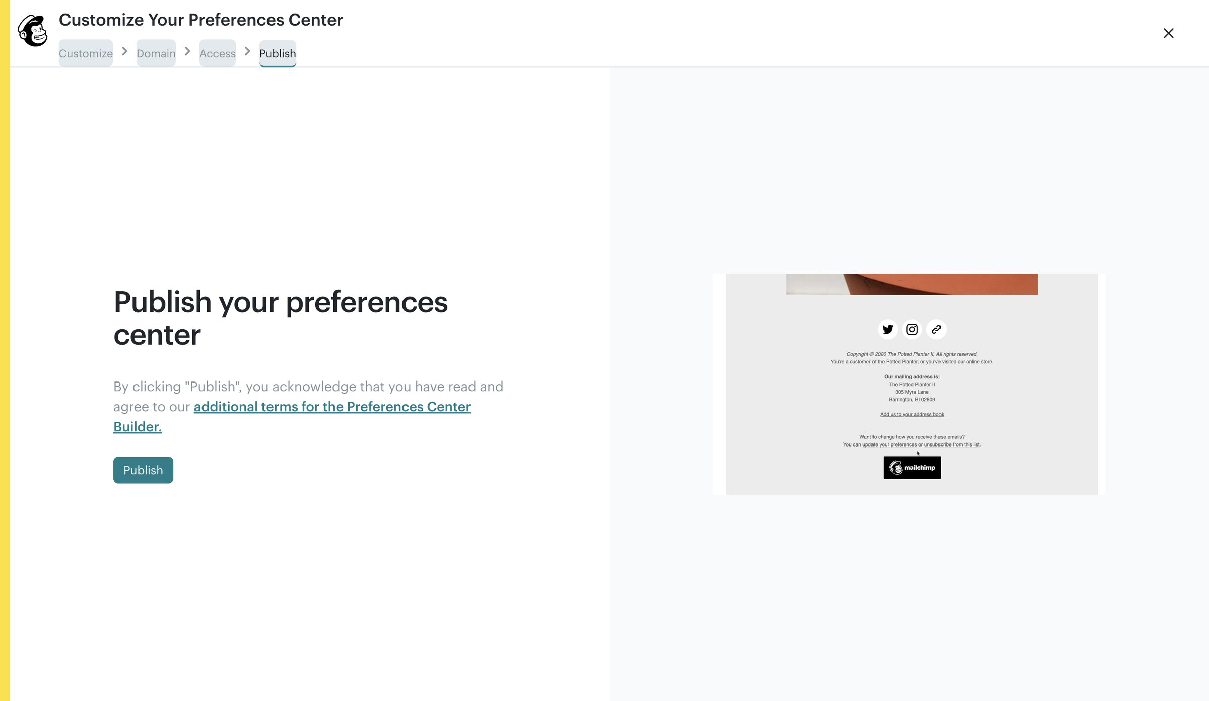 Mailchimp - Create Preferences Center | Mailchimp screen