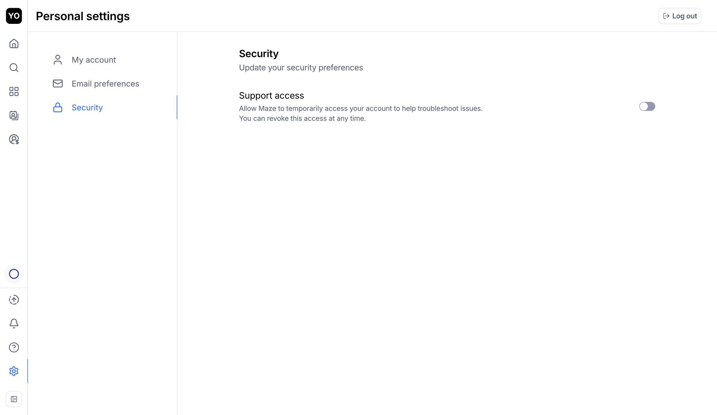 Maze - Maze - Settings screen