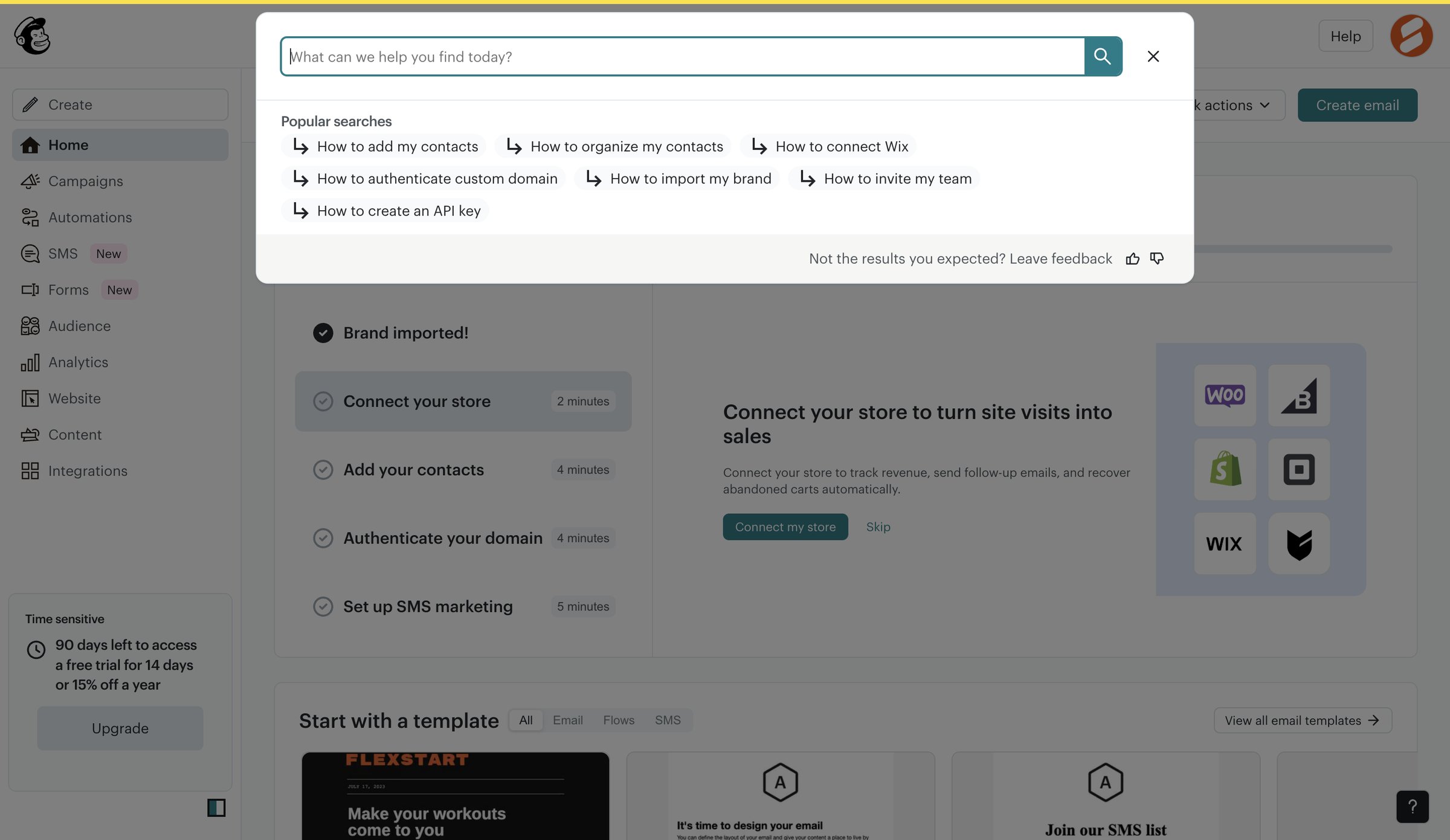 Mailchimp - Home | Mailchimp screen
