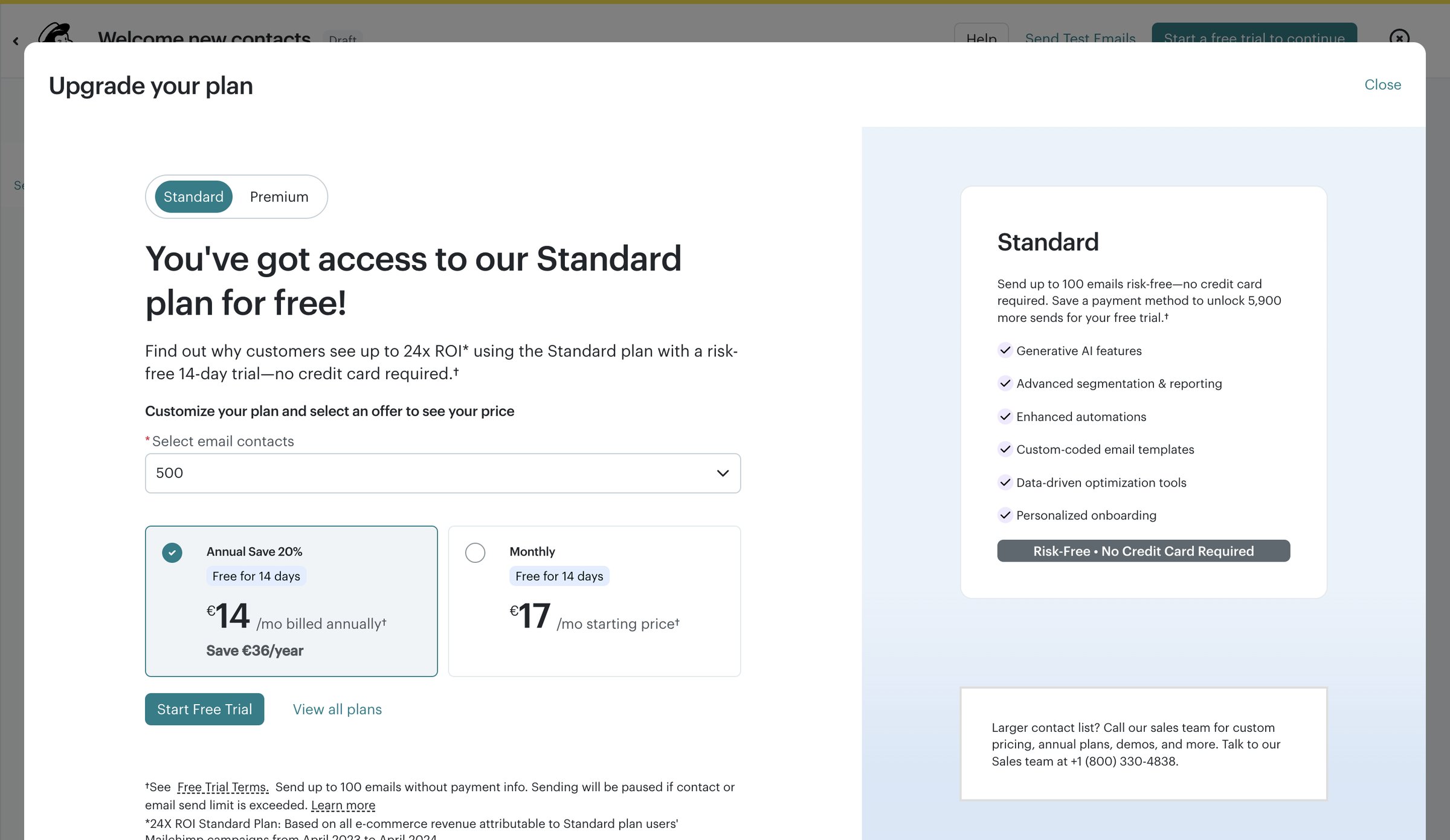 Mailchimp - Plans | Mailchimp screen