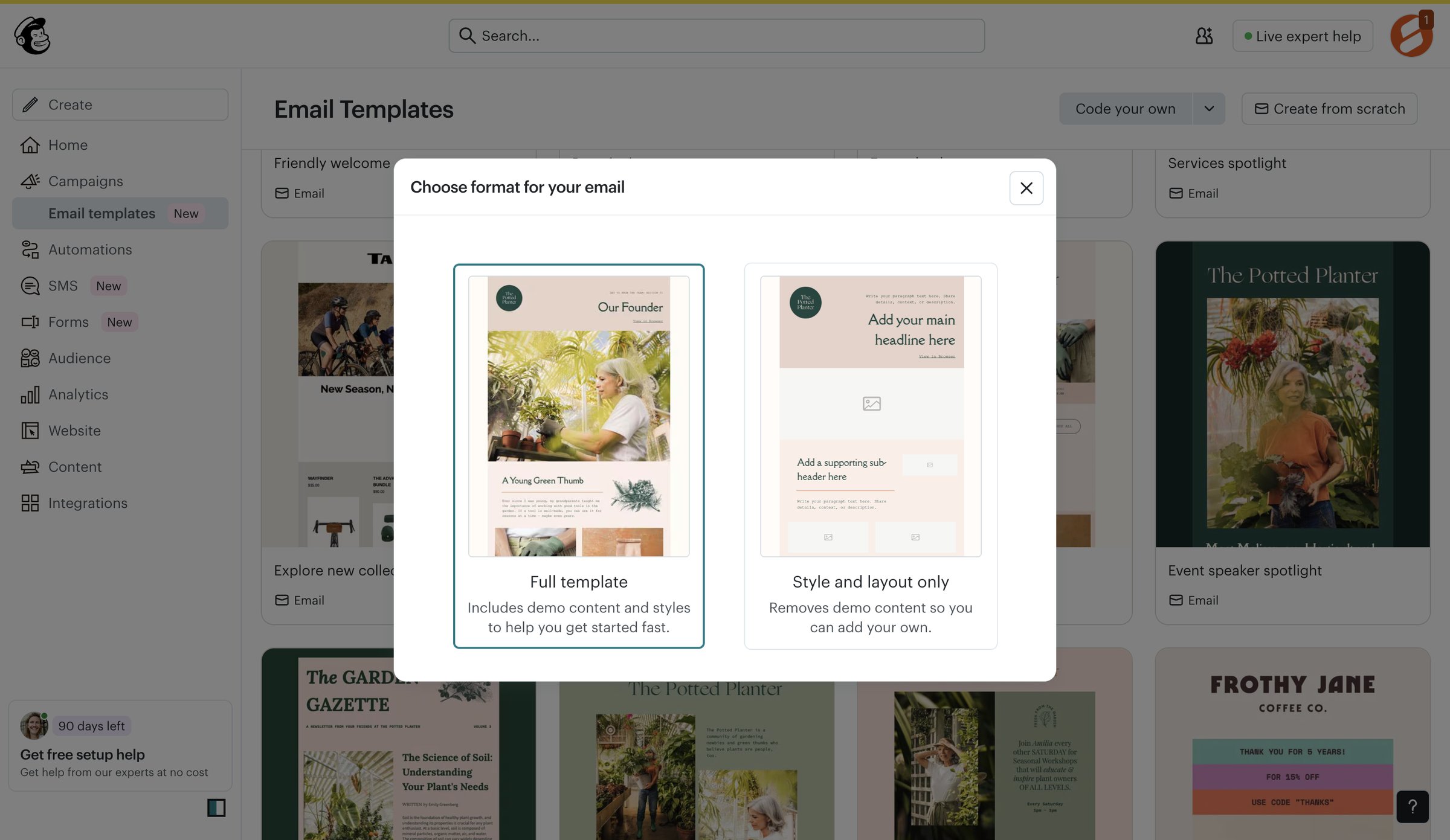 Mailchimp - Email Templates | Mailchimp screen
