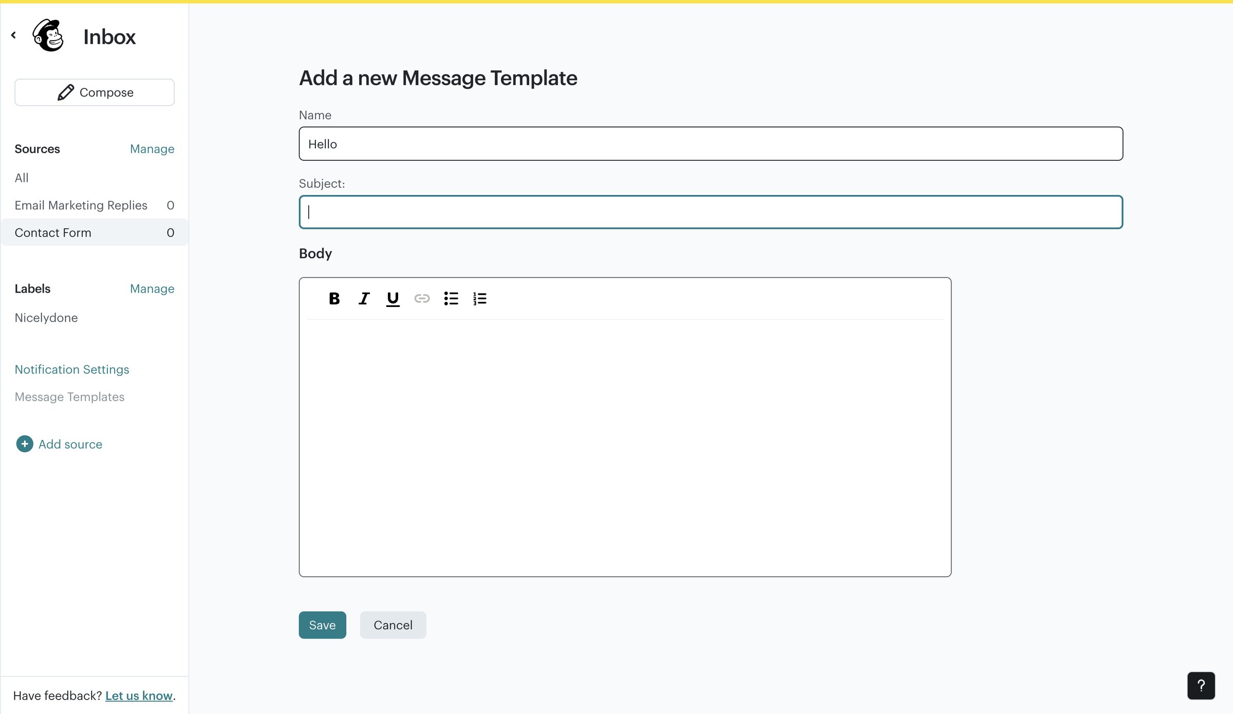 Mailchimp - Inbox | Mailchimp screen