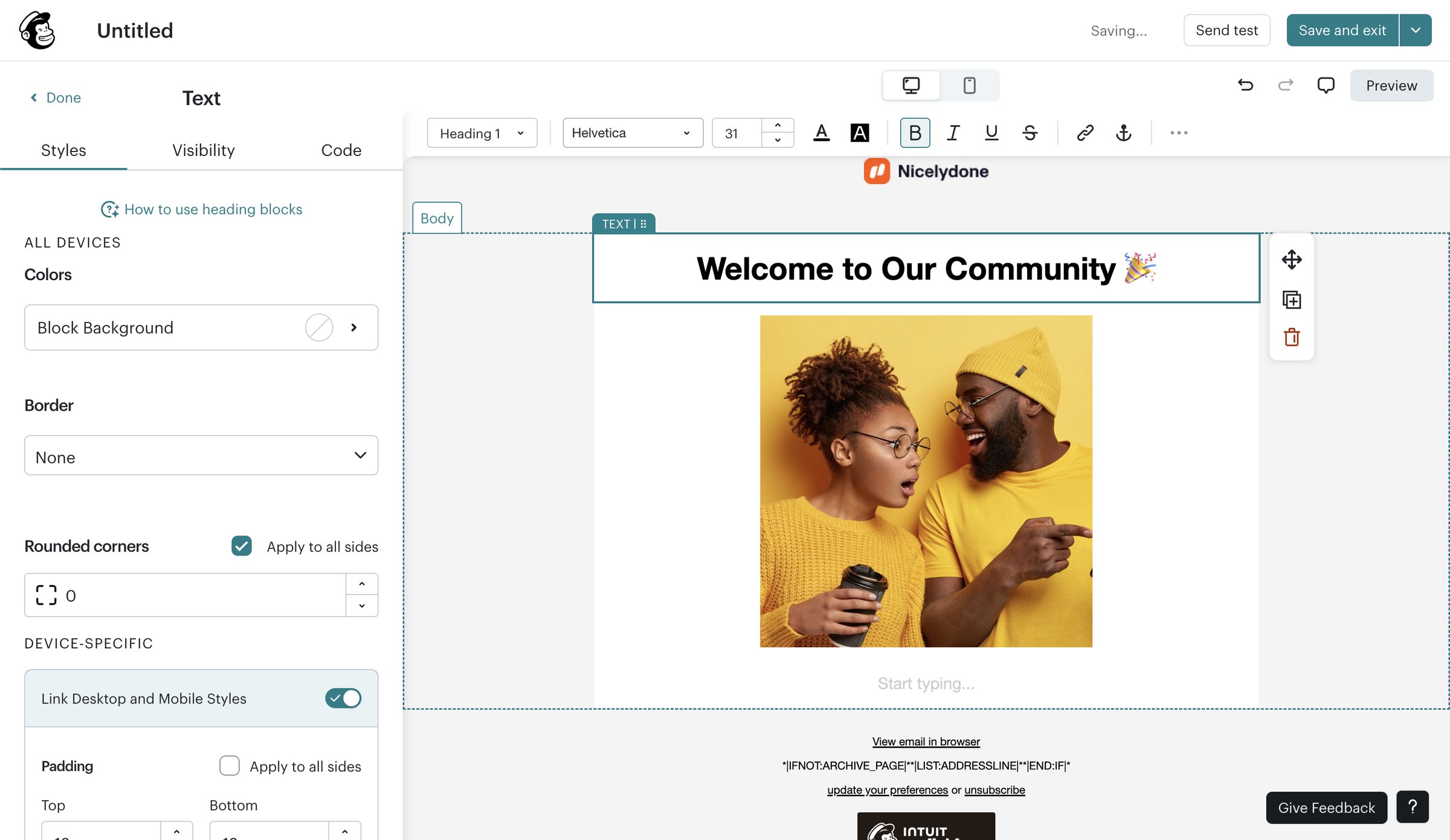 Mailchimp - Campaign Builder - Untitled | Mailchimp screen