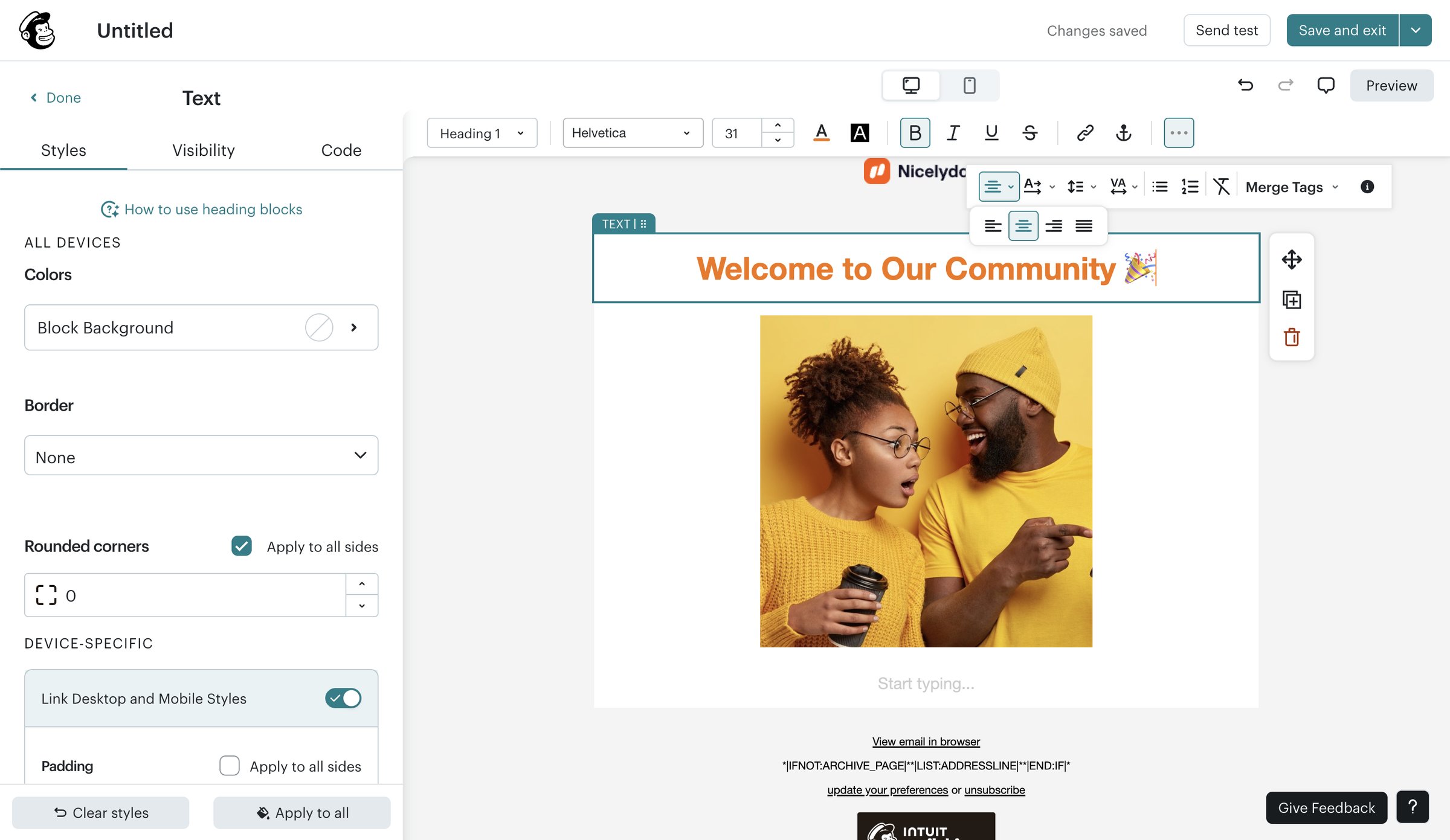 Mailchimp - Campaign Builder - Untitled | Mailchimp screen