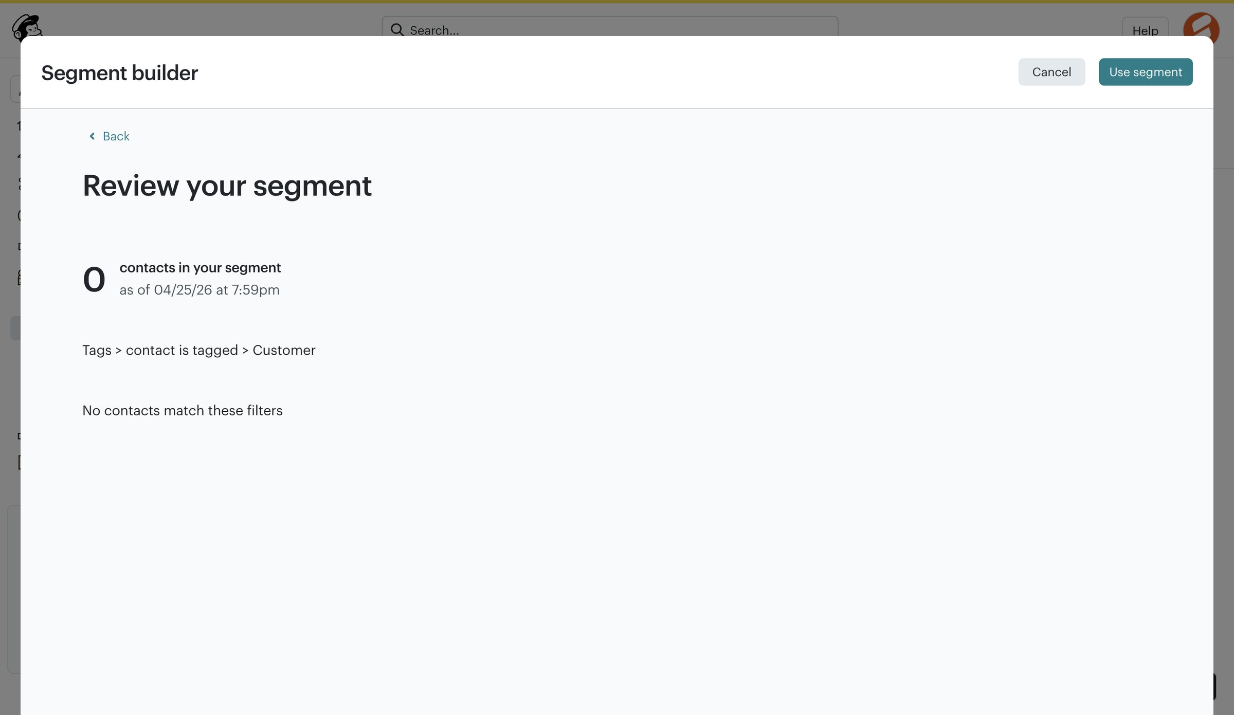 Mailchimp - Segments | Mailchimp screen