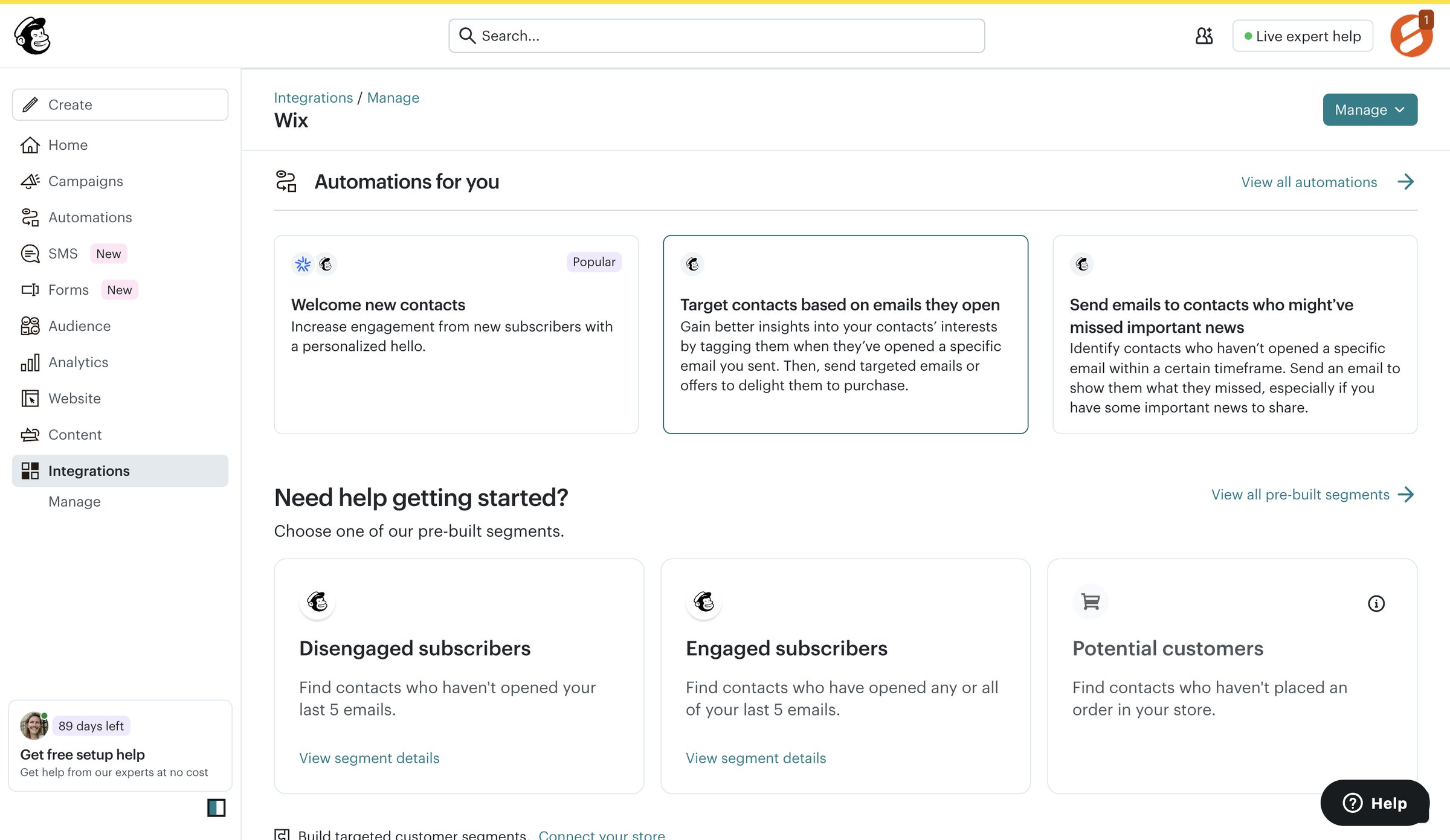 Mailchimp - Wix | Mailchimp screen
