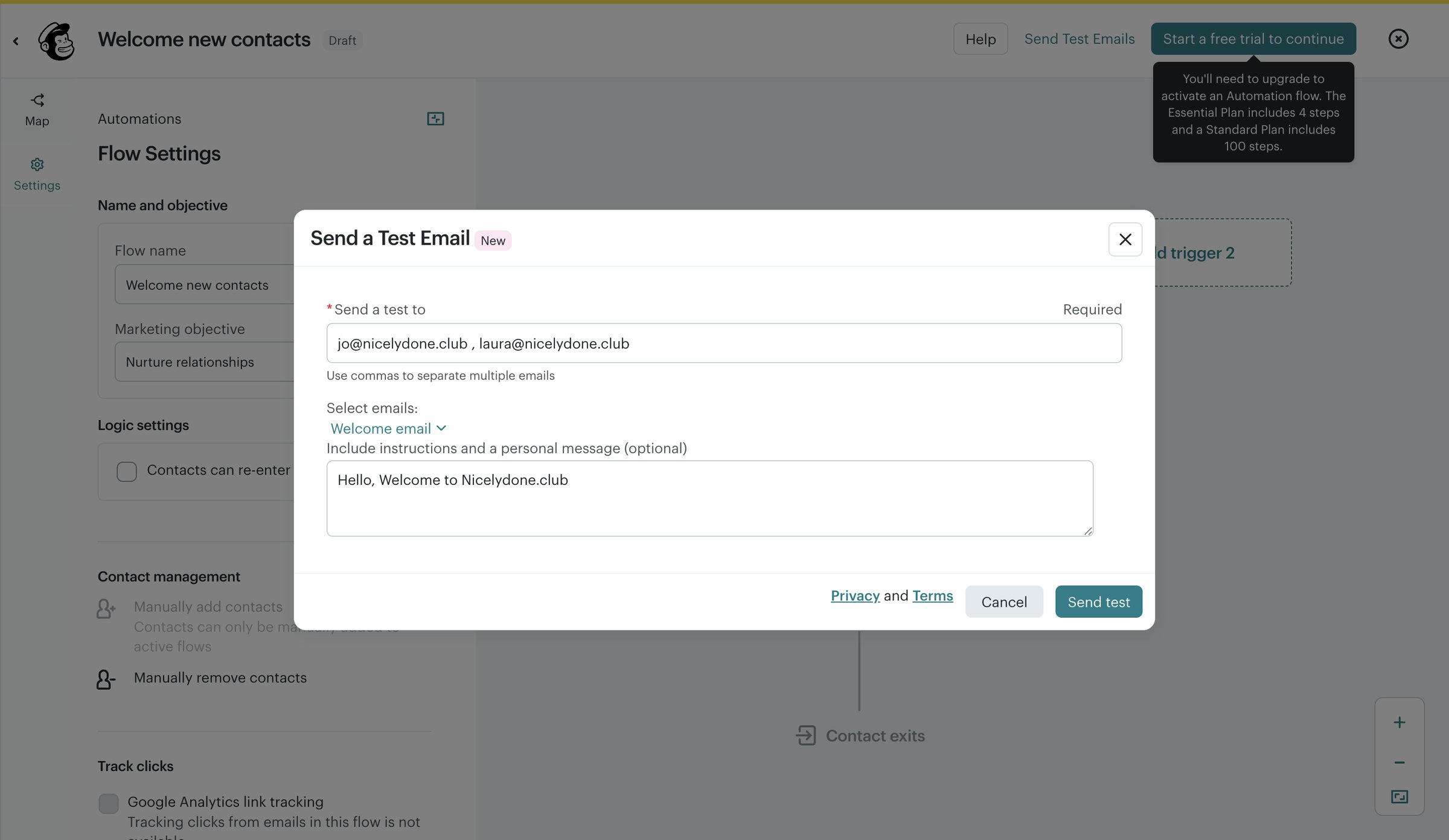 Mailchimp - Automation flows | Mailchimp screen