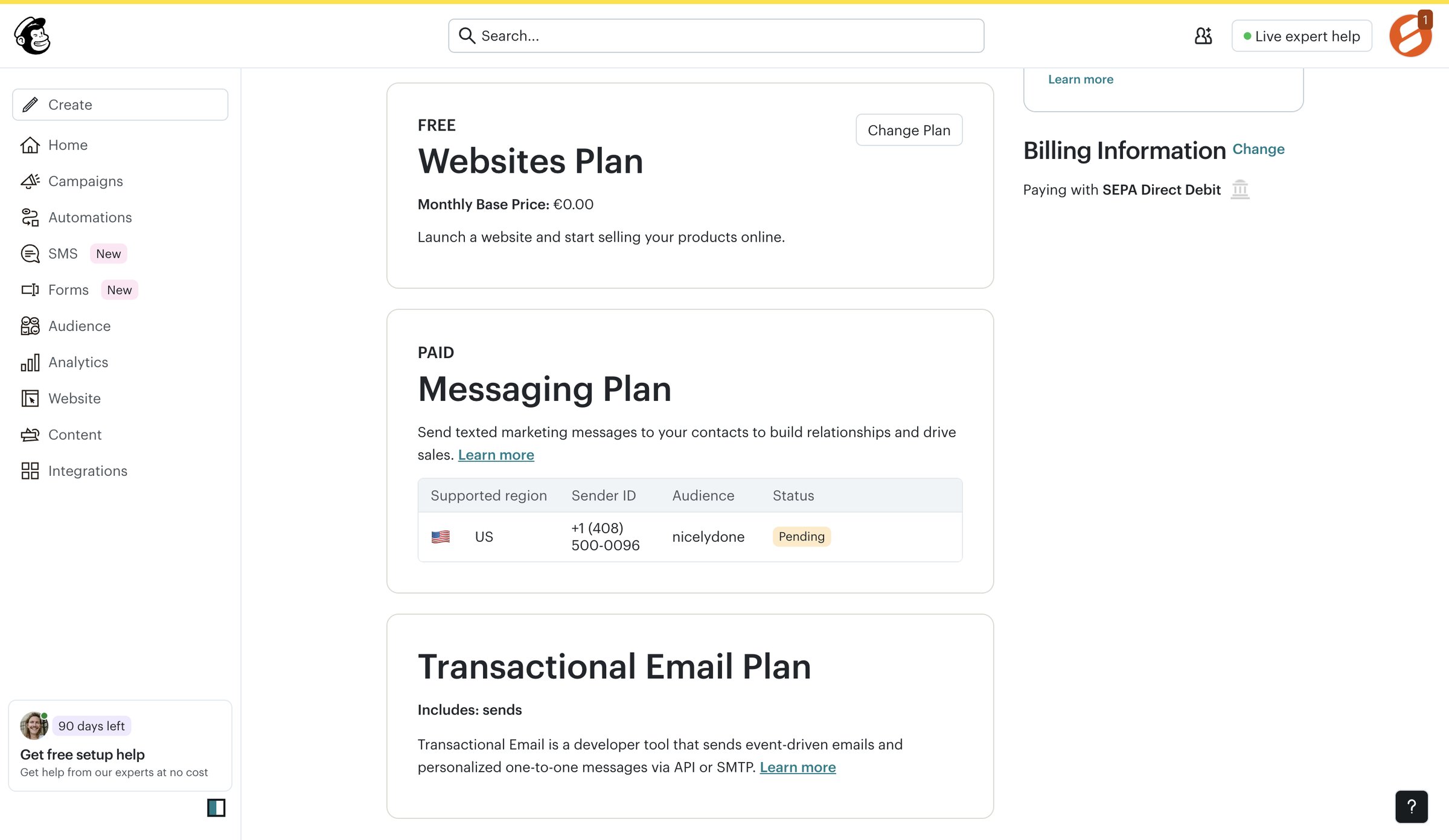 Mailchimp - Billing Plans | Mailchimp screen