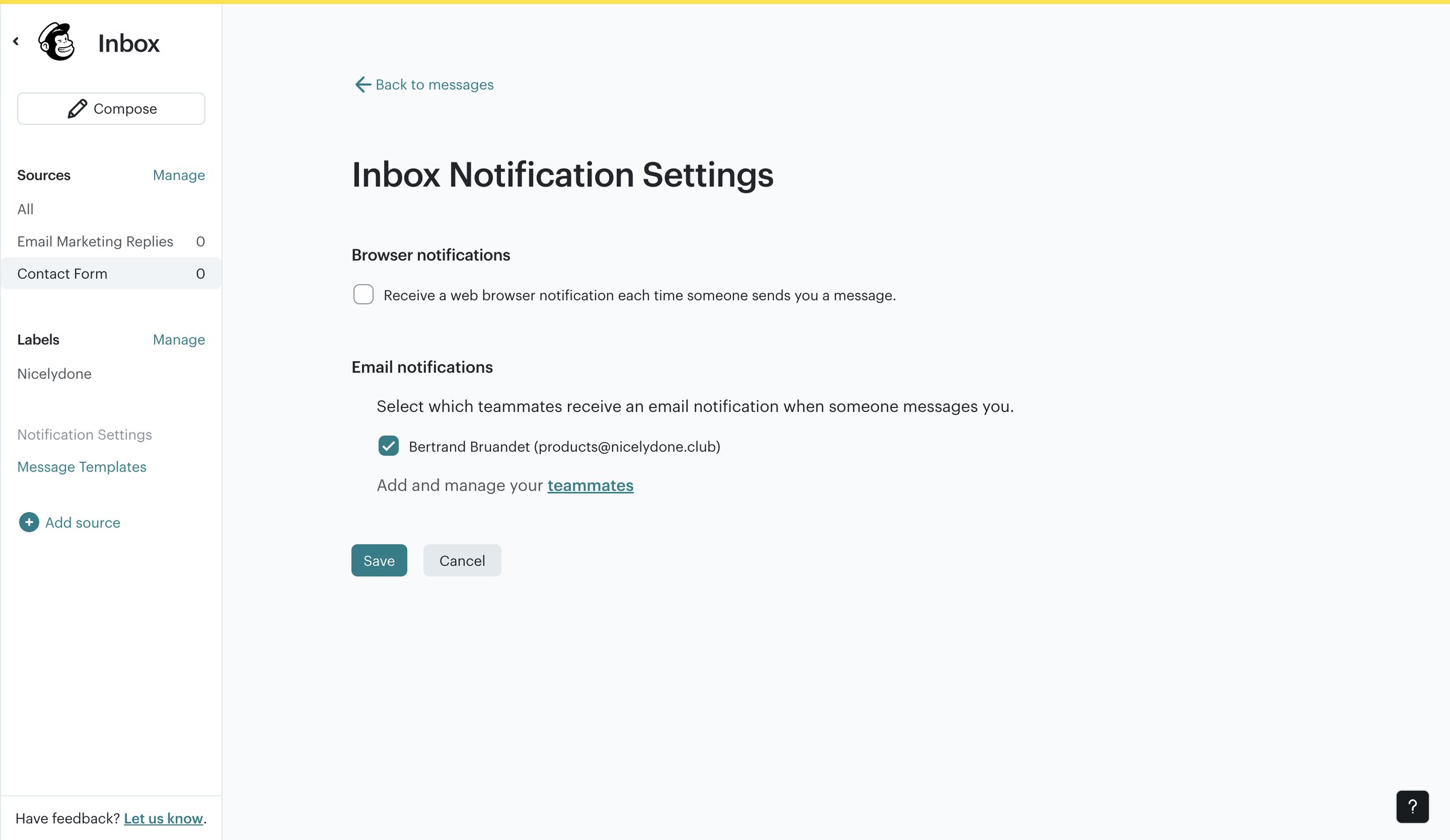 Mailchimp - Inbox | Mailchimp screen