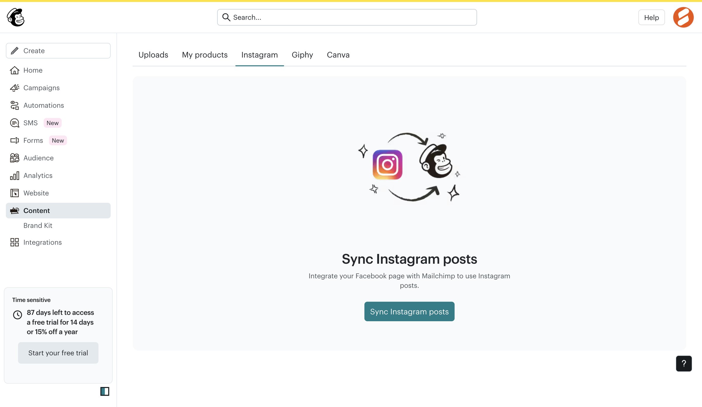 Mailchimp - Content Studio | Mailchimp screen