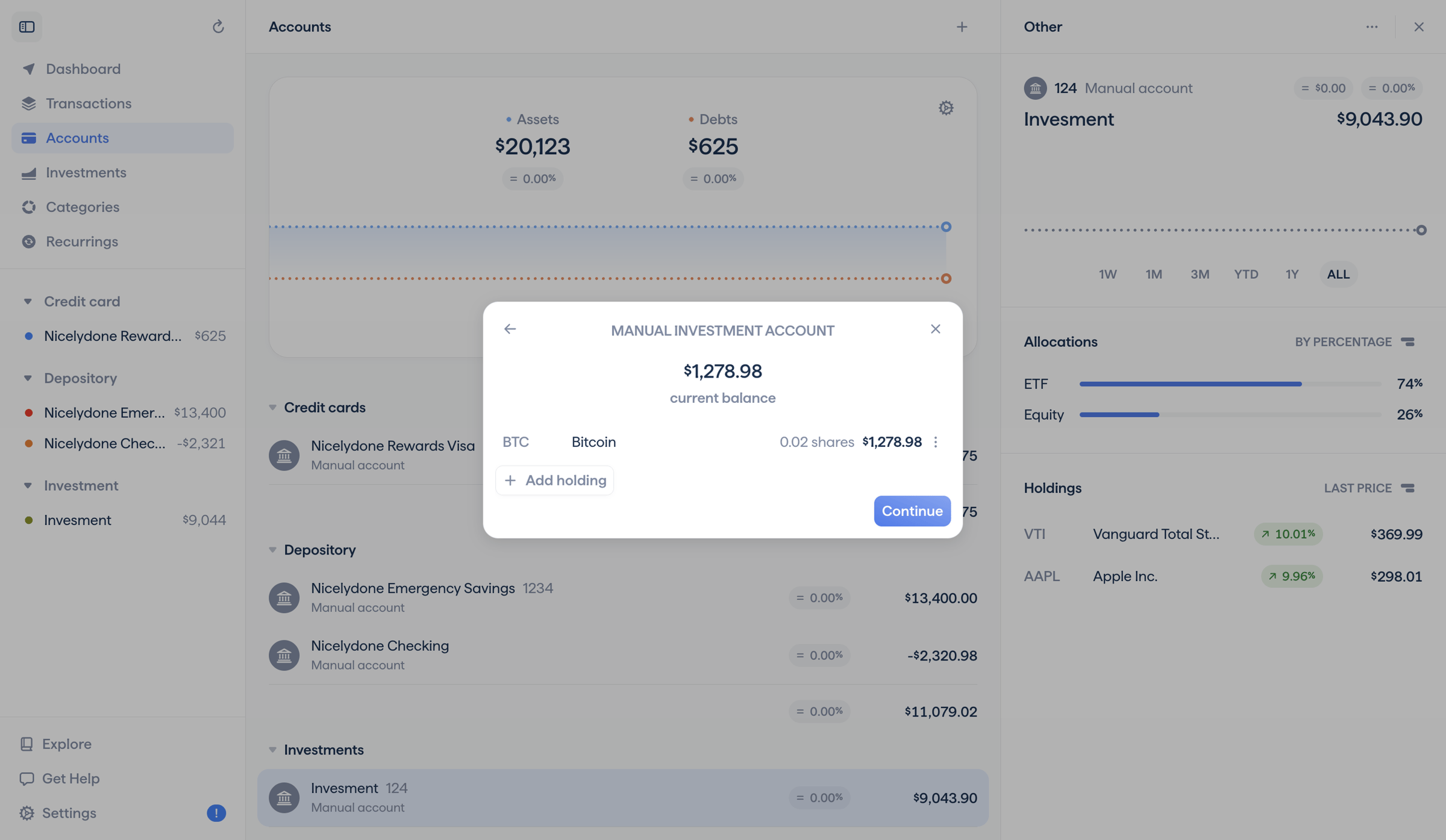 Copilot Money | Accounts from Copilot