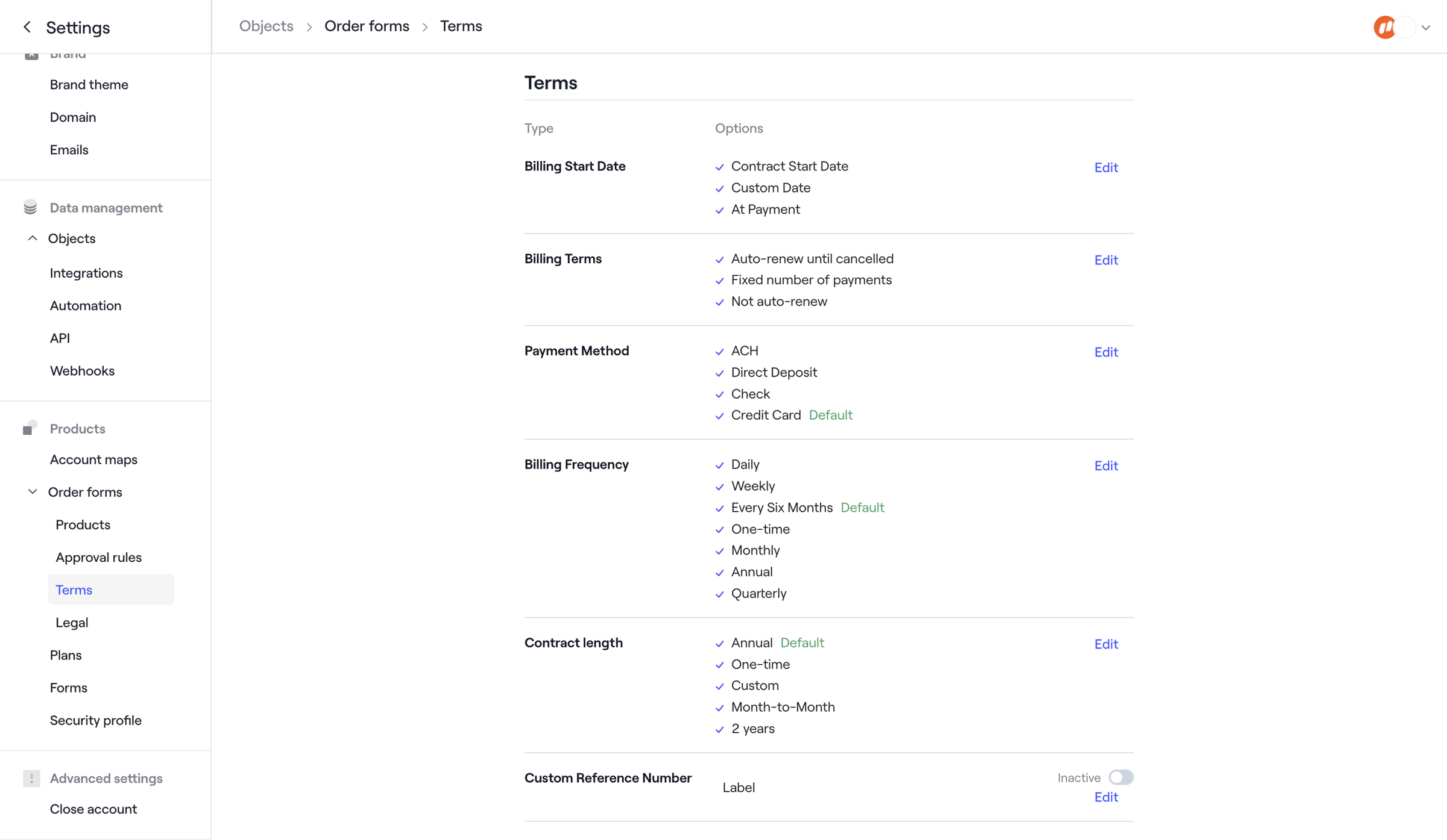 Dock - Order form terms · Dock screen