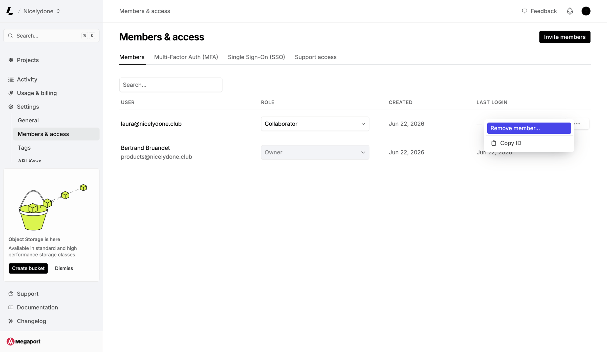 Latitude.sh - Members & access – Dashboard - Latitude.sh screen