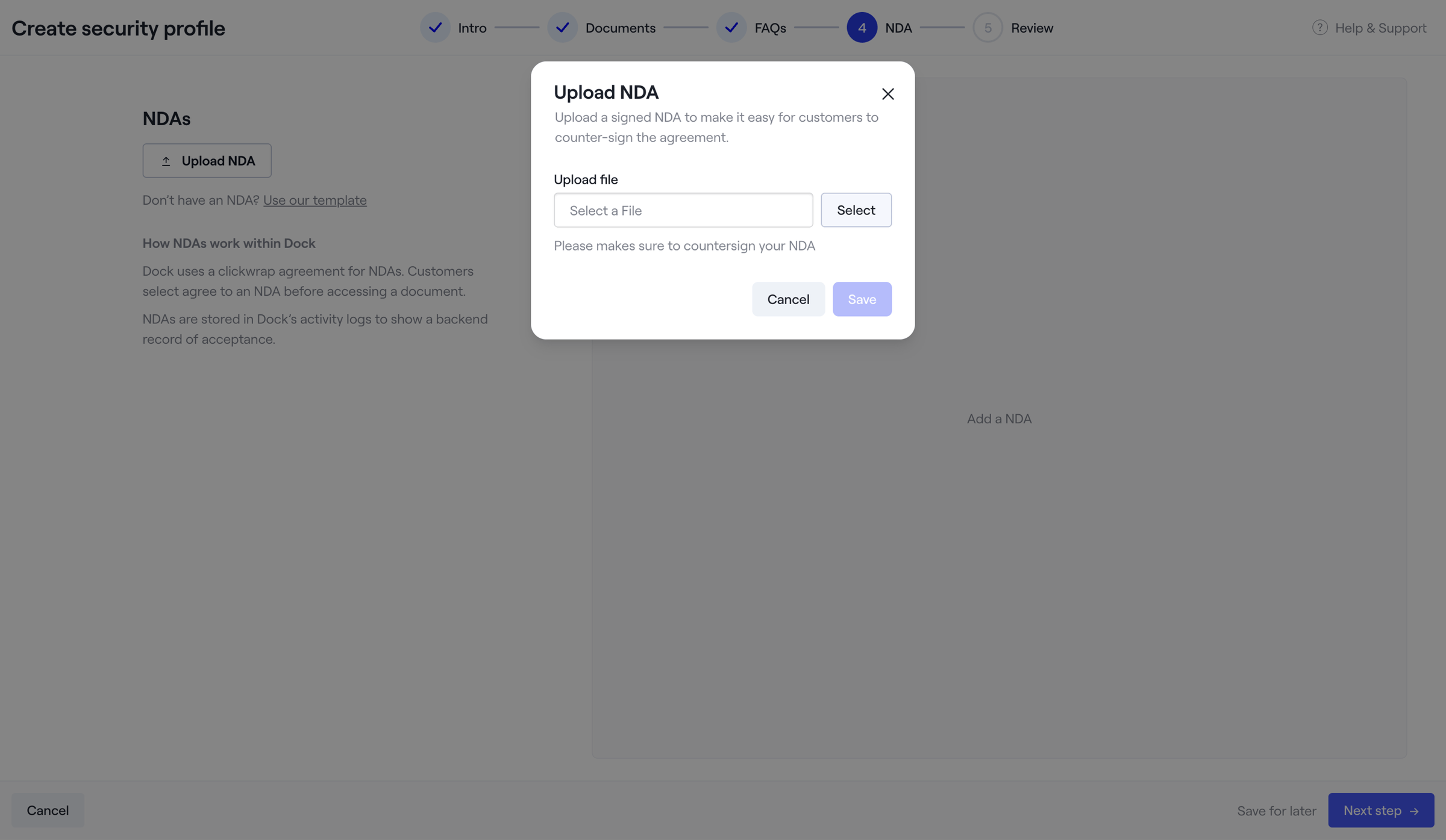 Dock - Dock · Settings screen