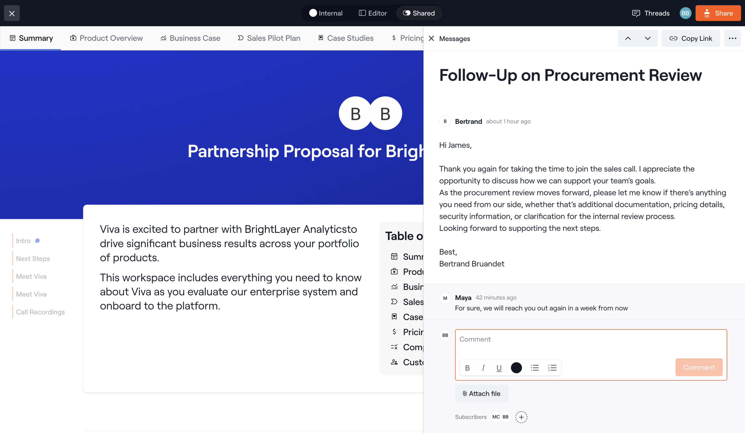 Dock - BrightLayer Analytics Expansion Workspace screen