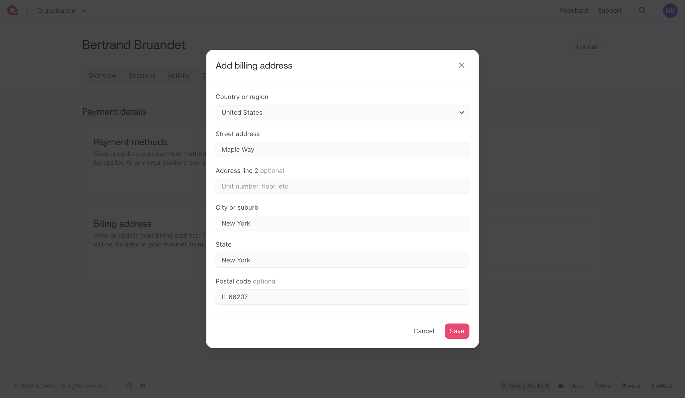 Appwrite - User - Appwrite screen