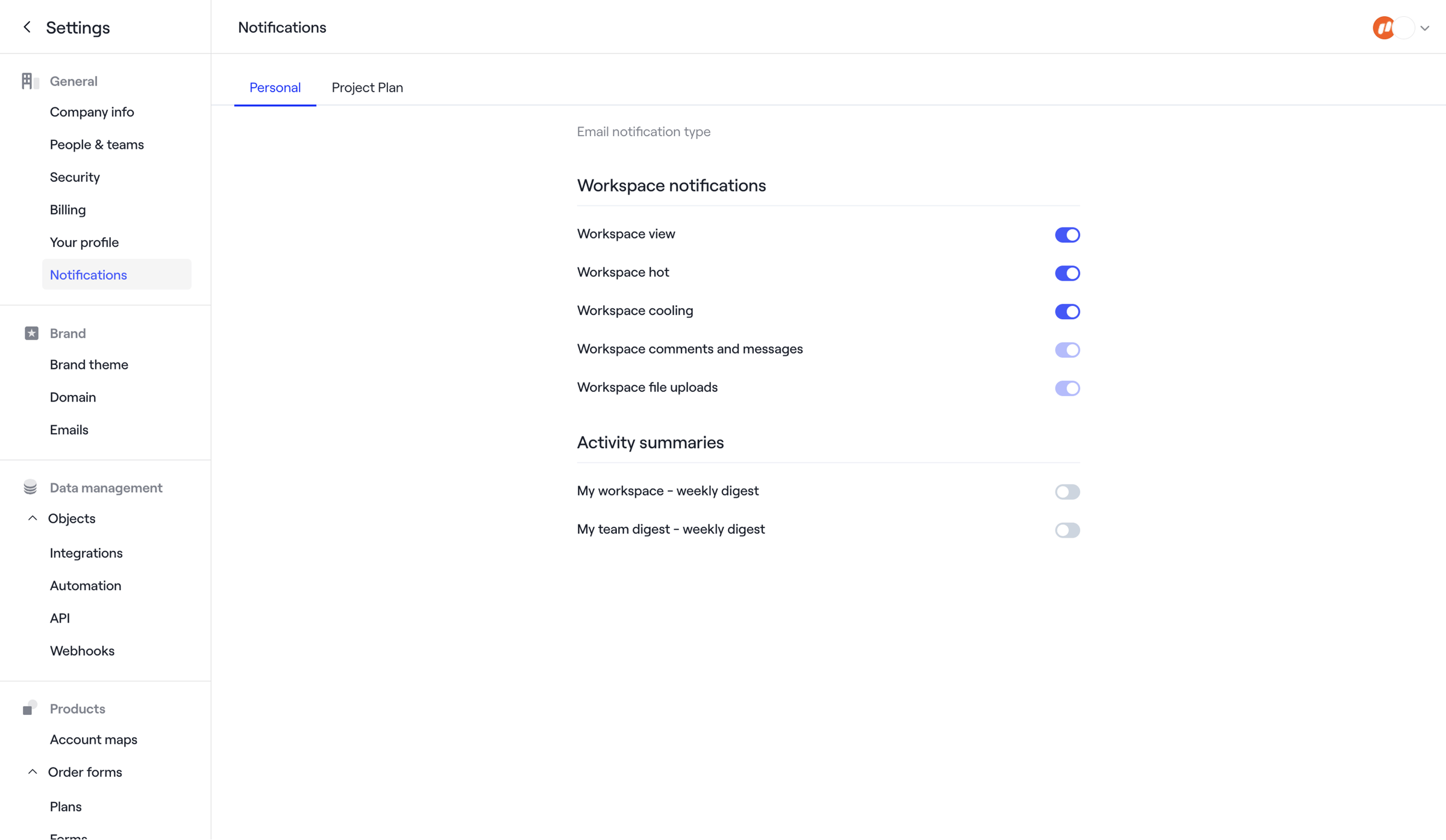Dock - Dock · Settings screen