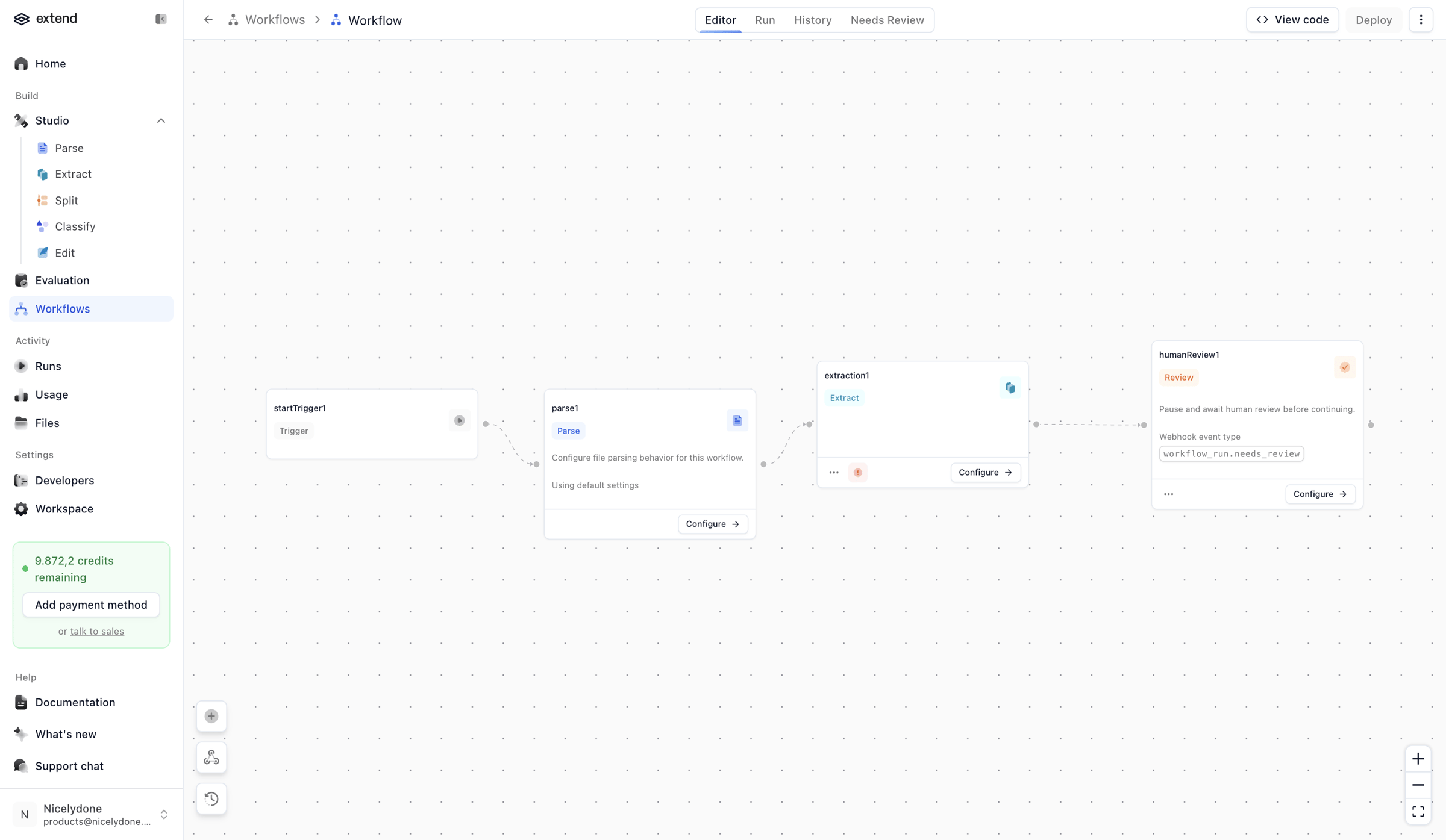Extend - Workflow | extend screen