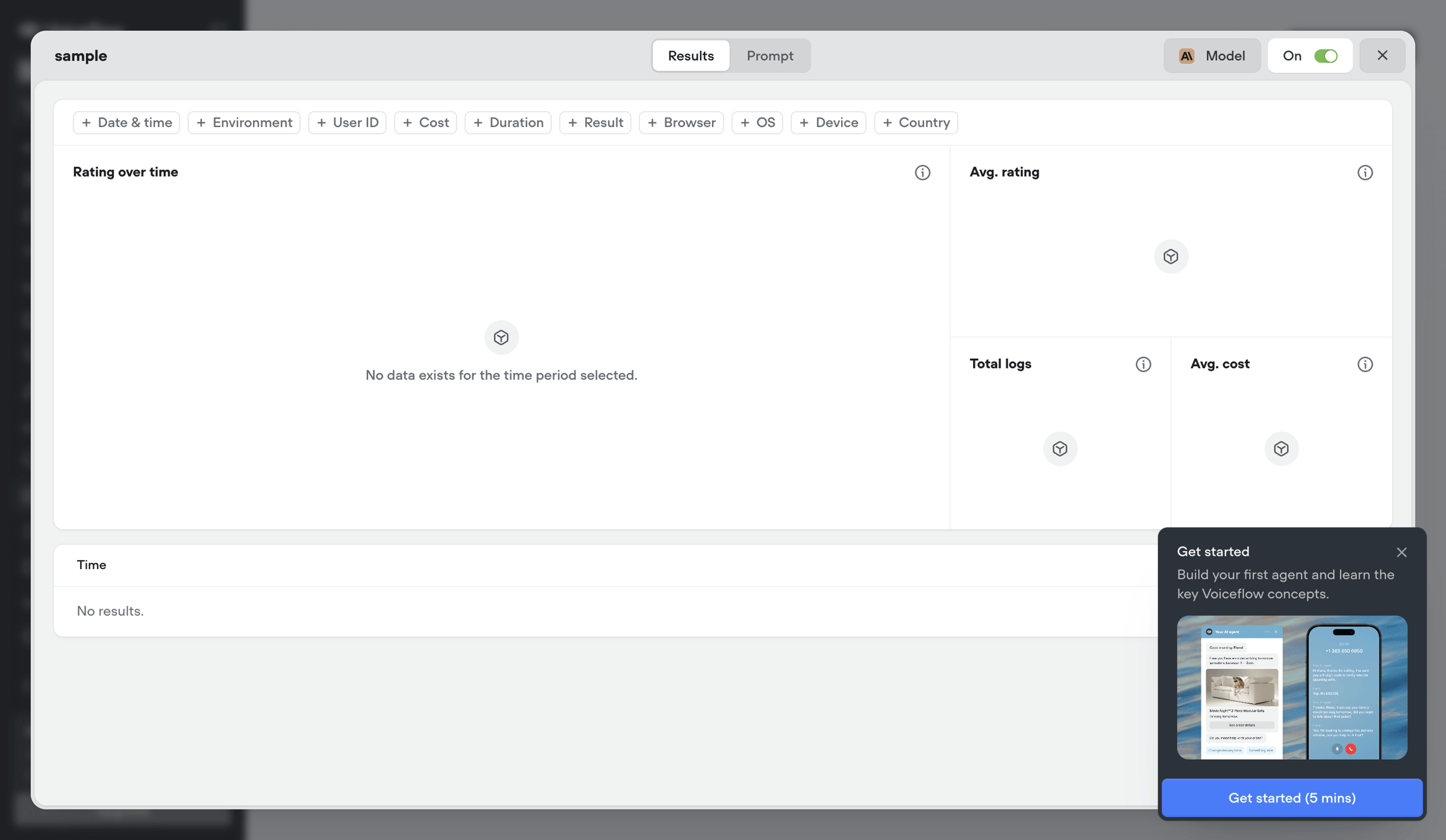 Voiceflow - My first AI agent screen