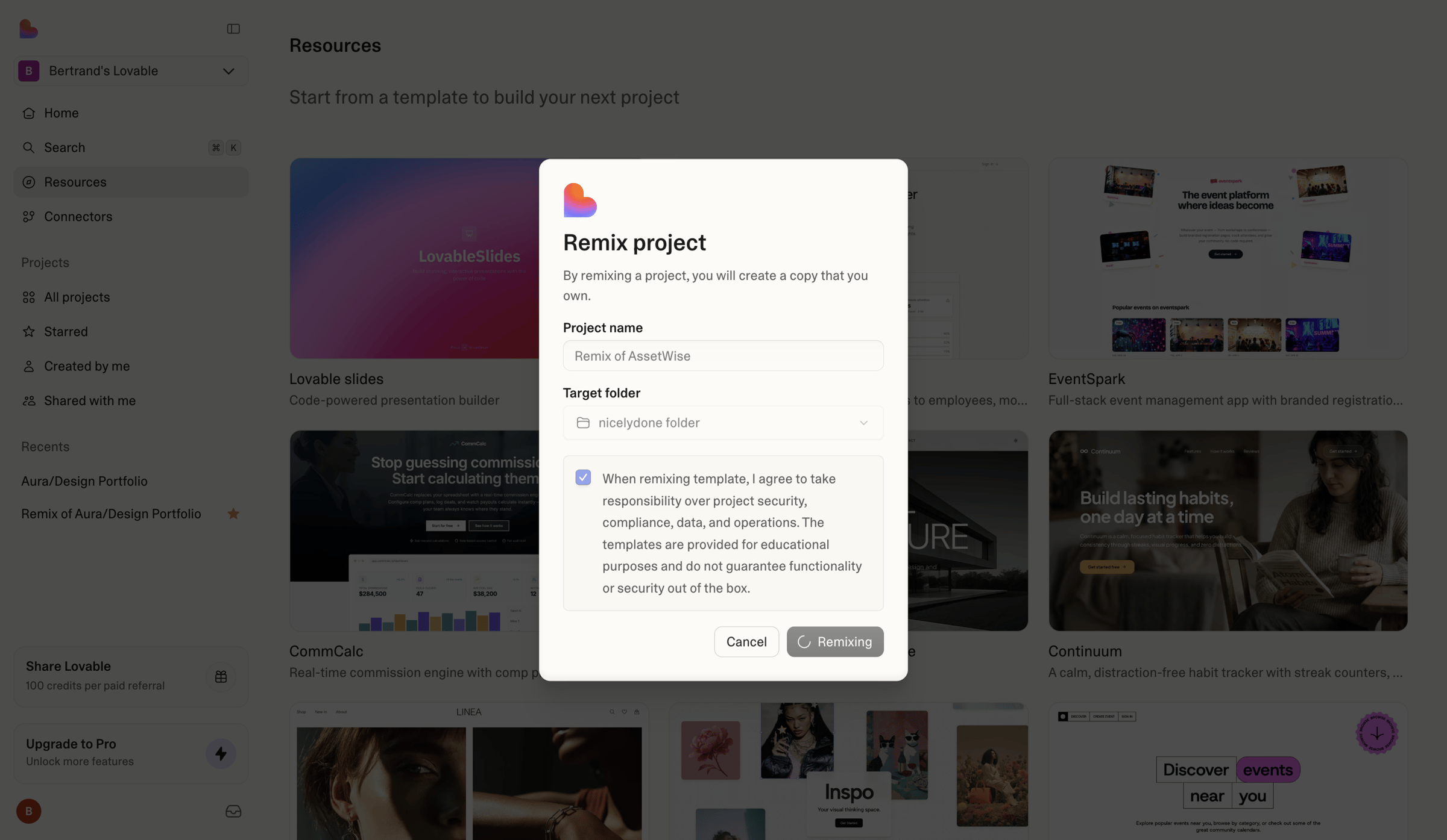 Lovable - Resources | Lovable screen