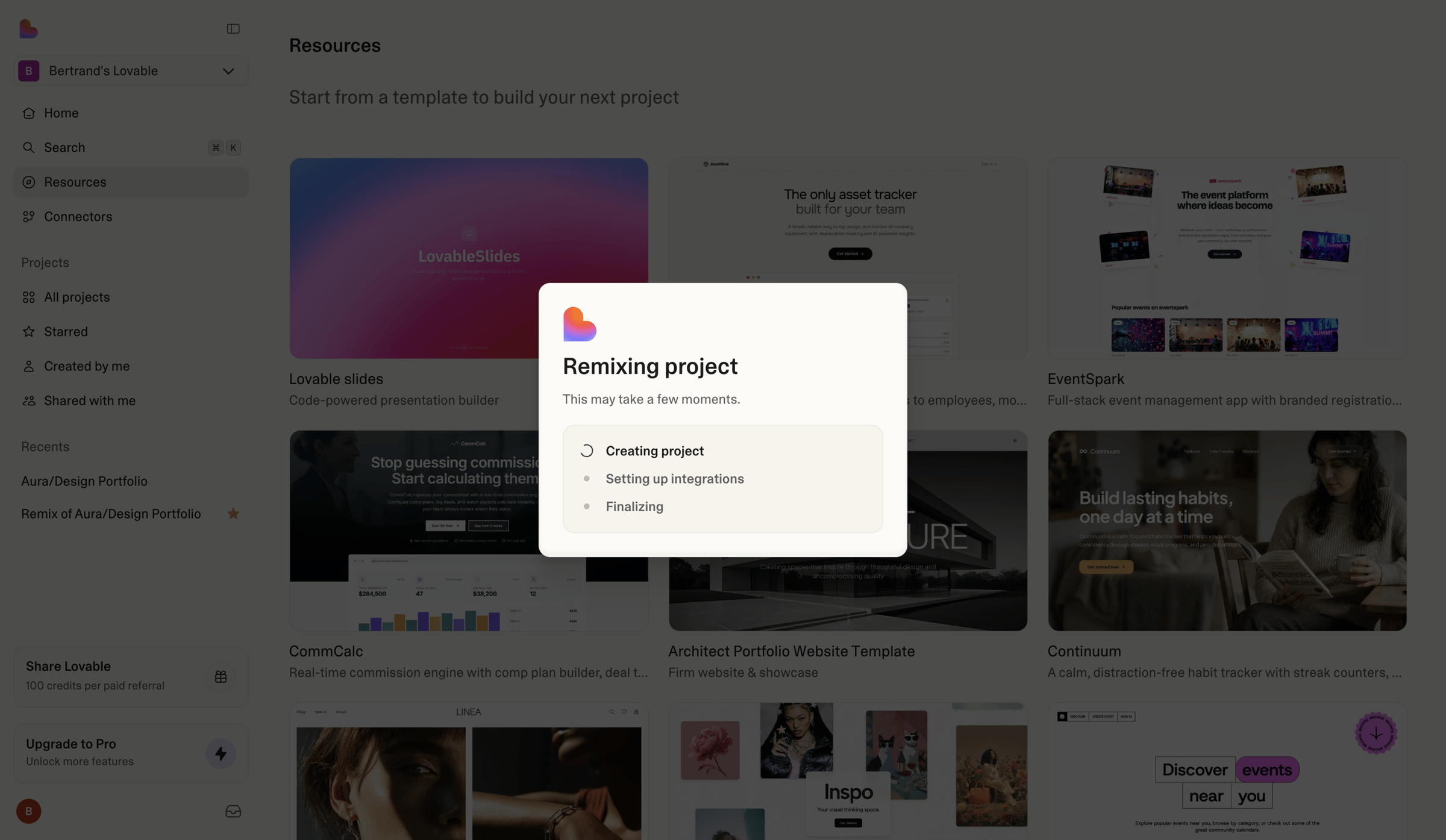 Lovable - Resources | Lovable screen