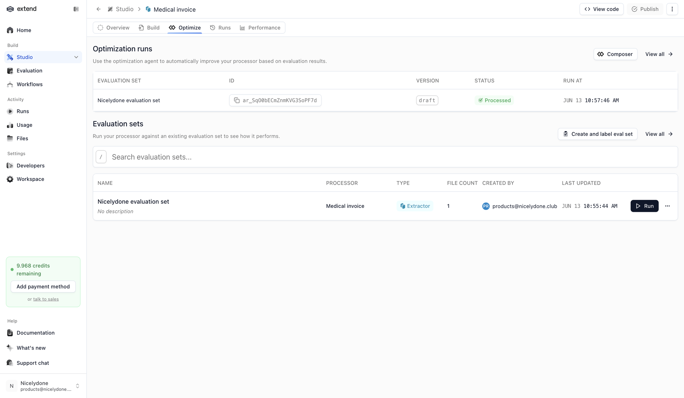 Extend - Medical invoice | extend screen