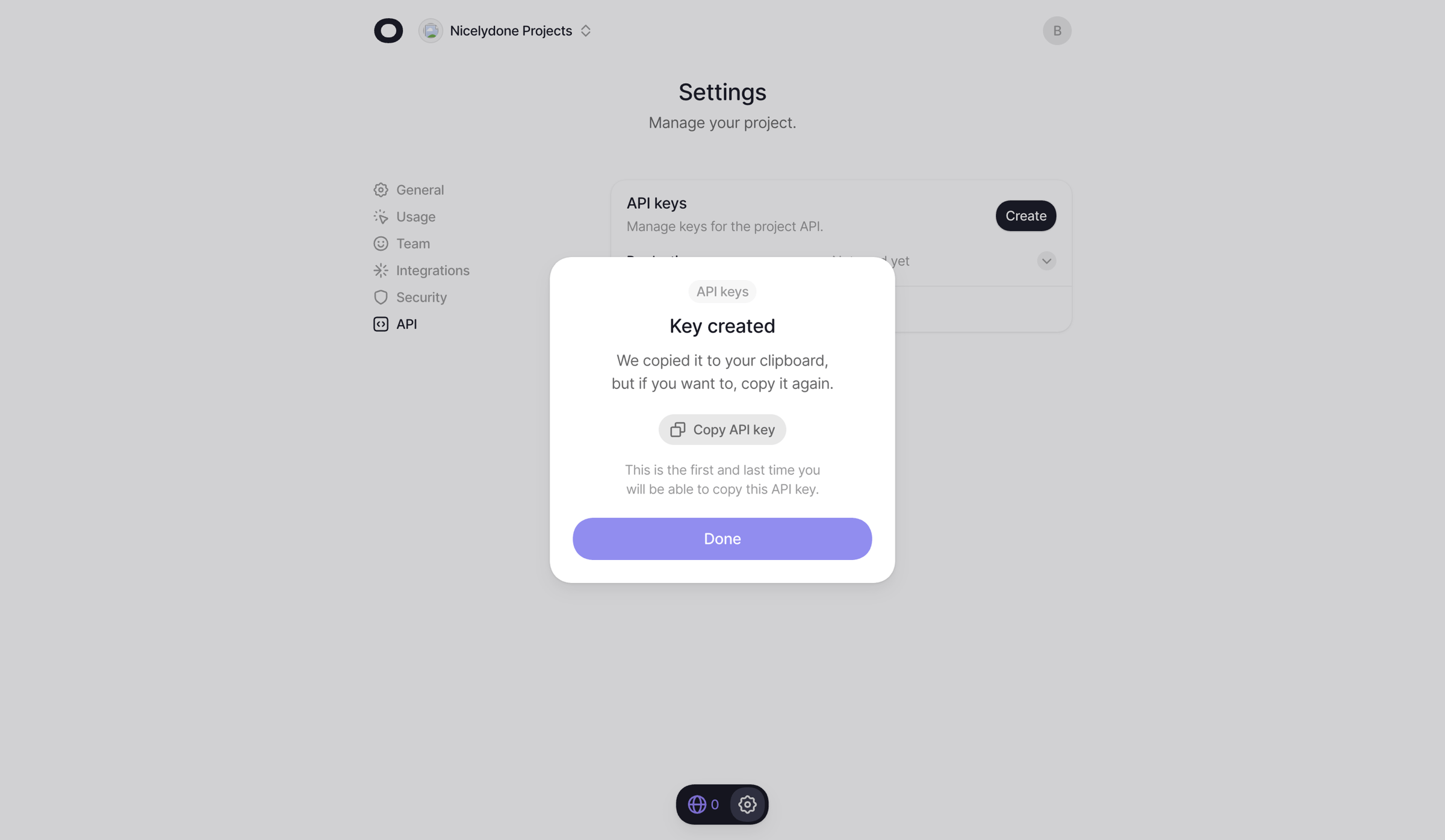 Visitors - API keys - nicelydone.com - Visitors screen