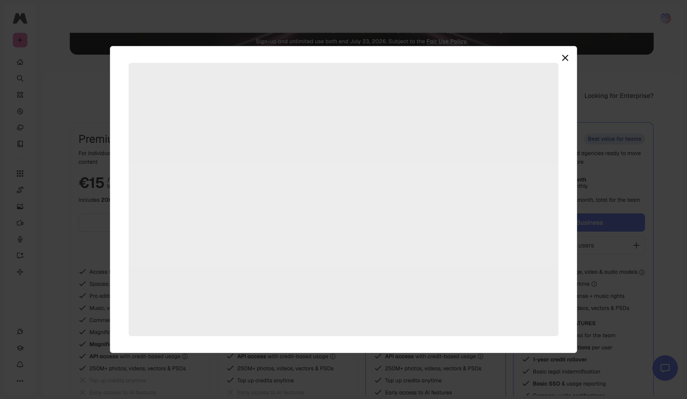 Magnific - Pricing plans | Magnific (formerly Freepik) screen