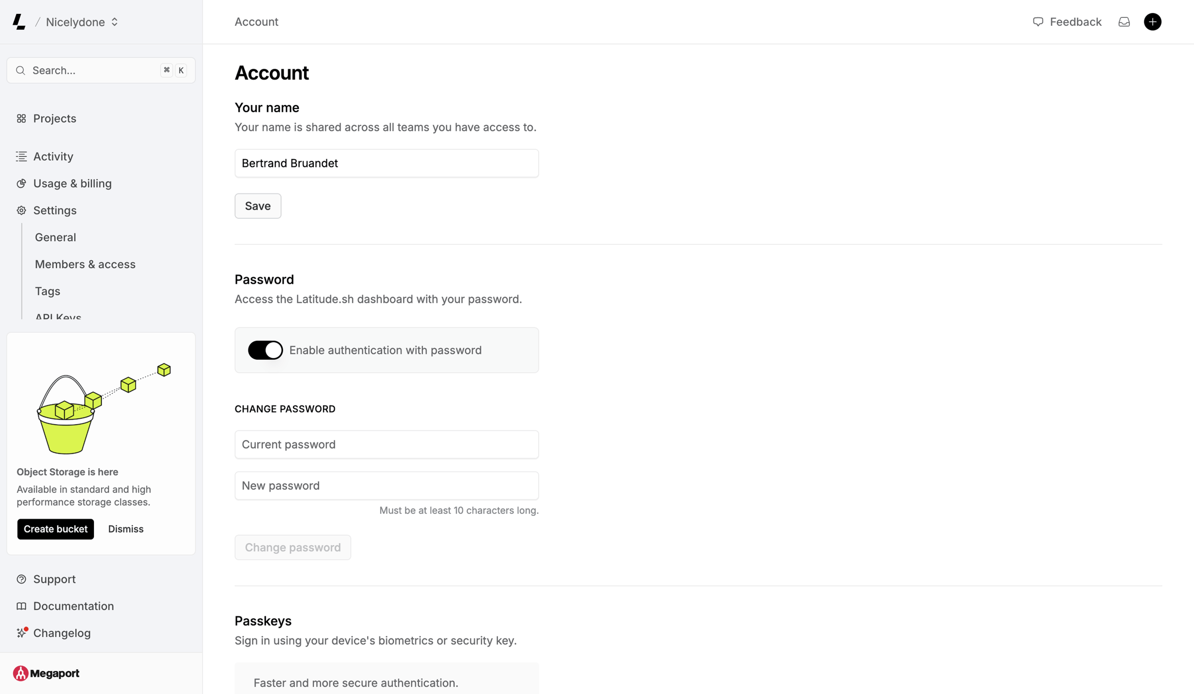 Latitude.sh - Account – Dashboard - Latitude.sh screen