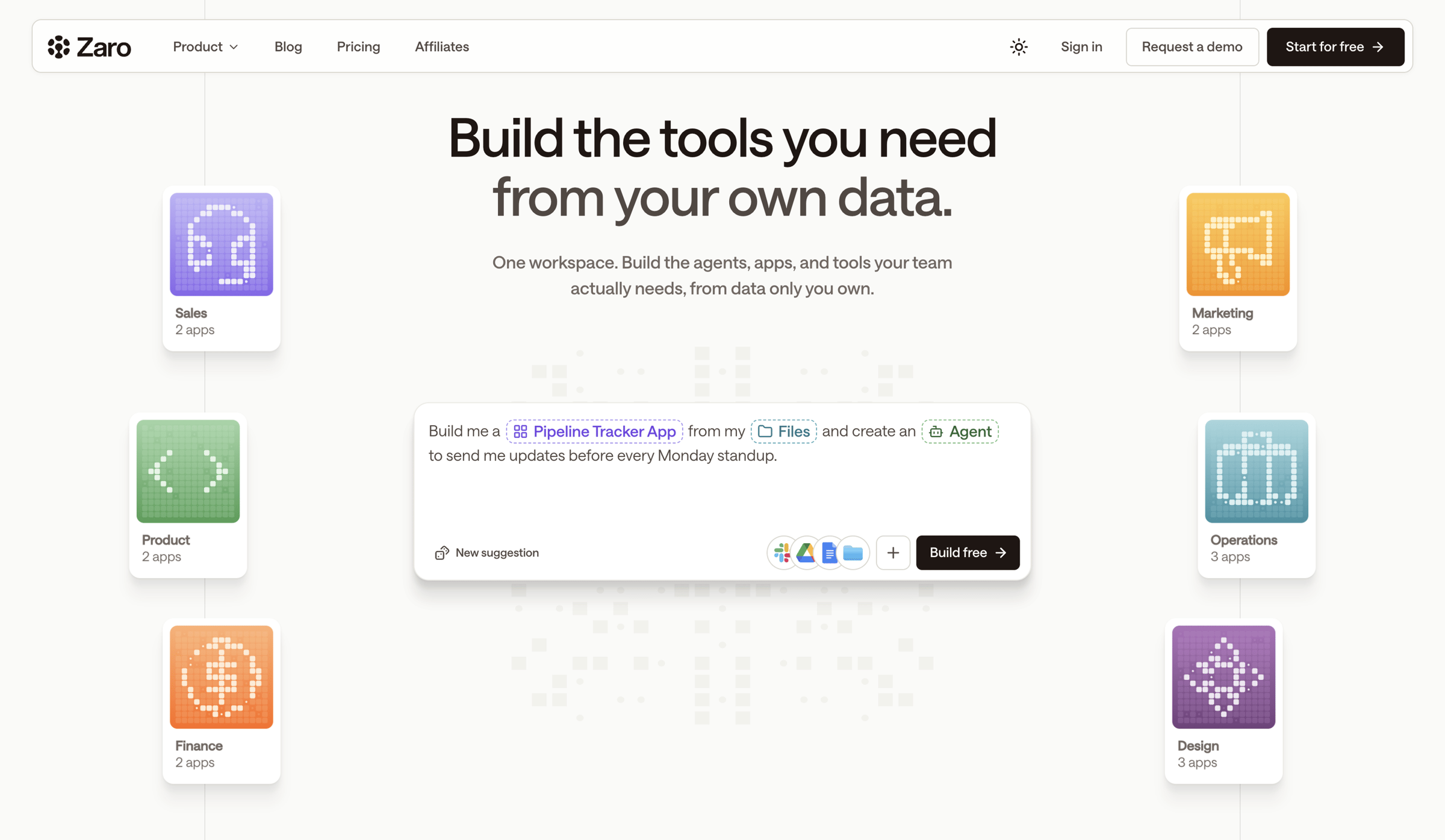 Zaro - Zaro - Build intelligence for your company. Not your vendor. screen