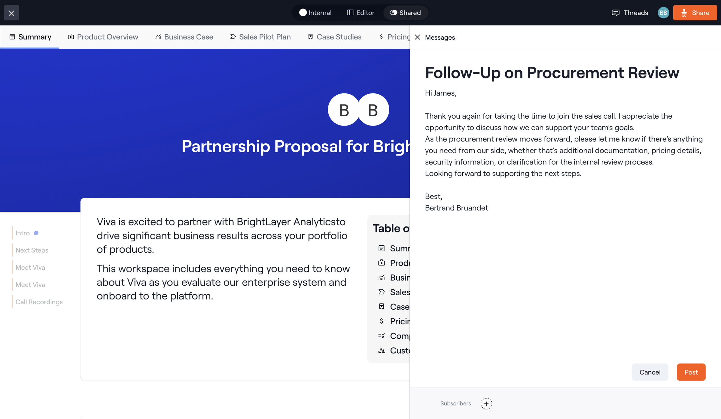 Dock - BrightLayer Analytics Expansion Workspace screen