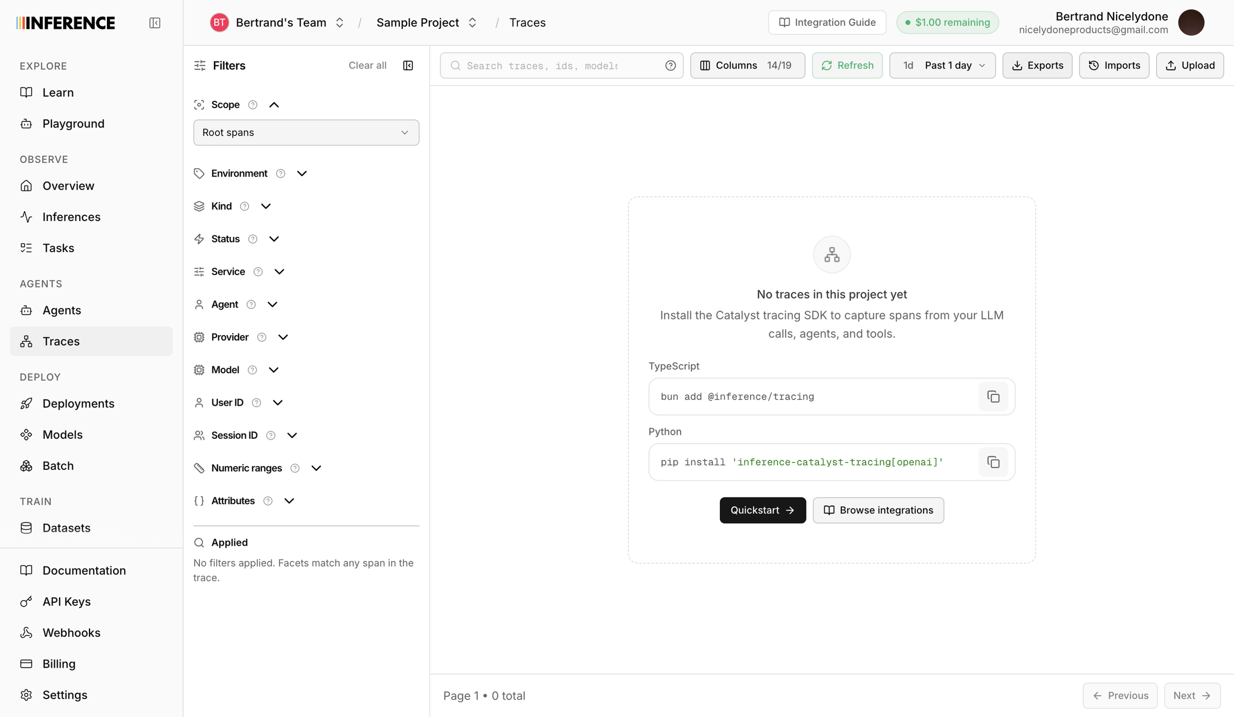 Inference - Observability | inference.net screen