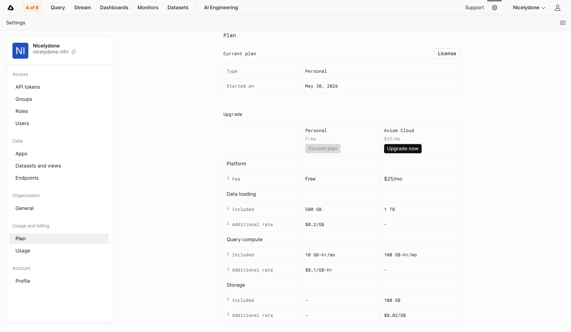 Axiom - Settings - Axiom screen