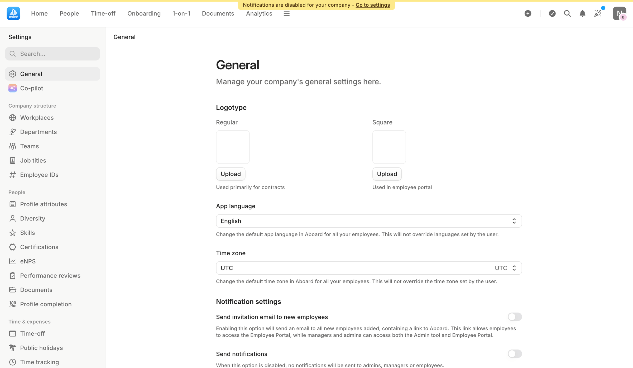 Aboard - General | Settings | Aboard screen