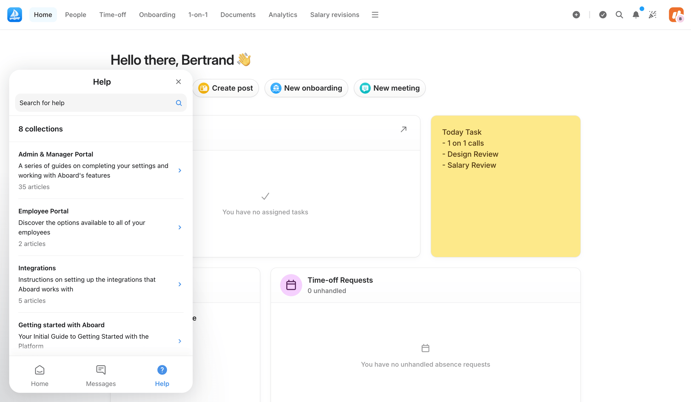 Aboard - Dashboard | Aboard screen