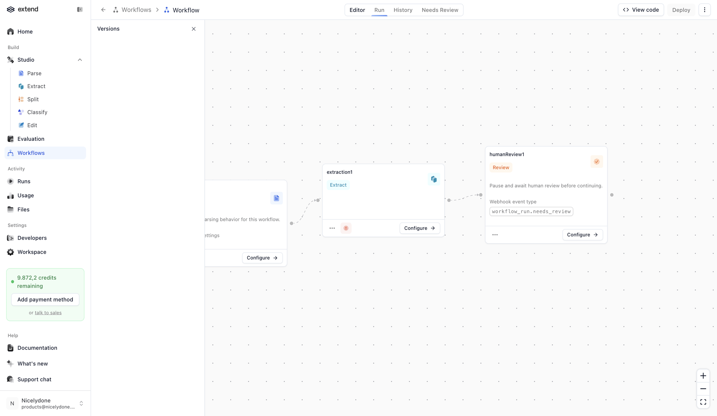 Extend - Workflow | extend screen