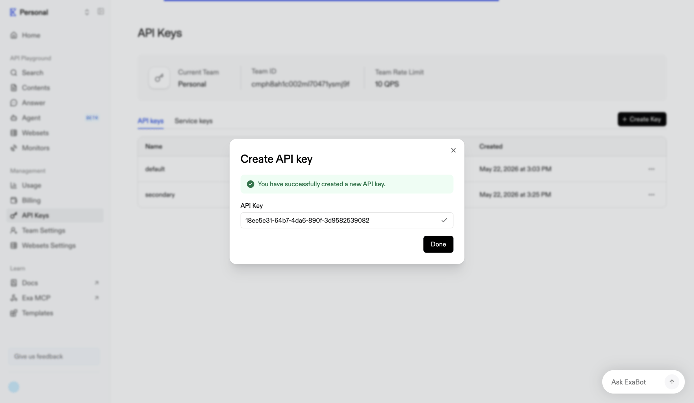 API Keys | Exa API from Exa