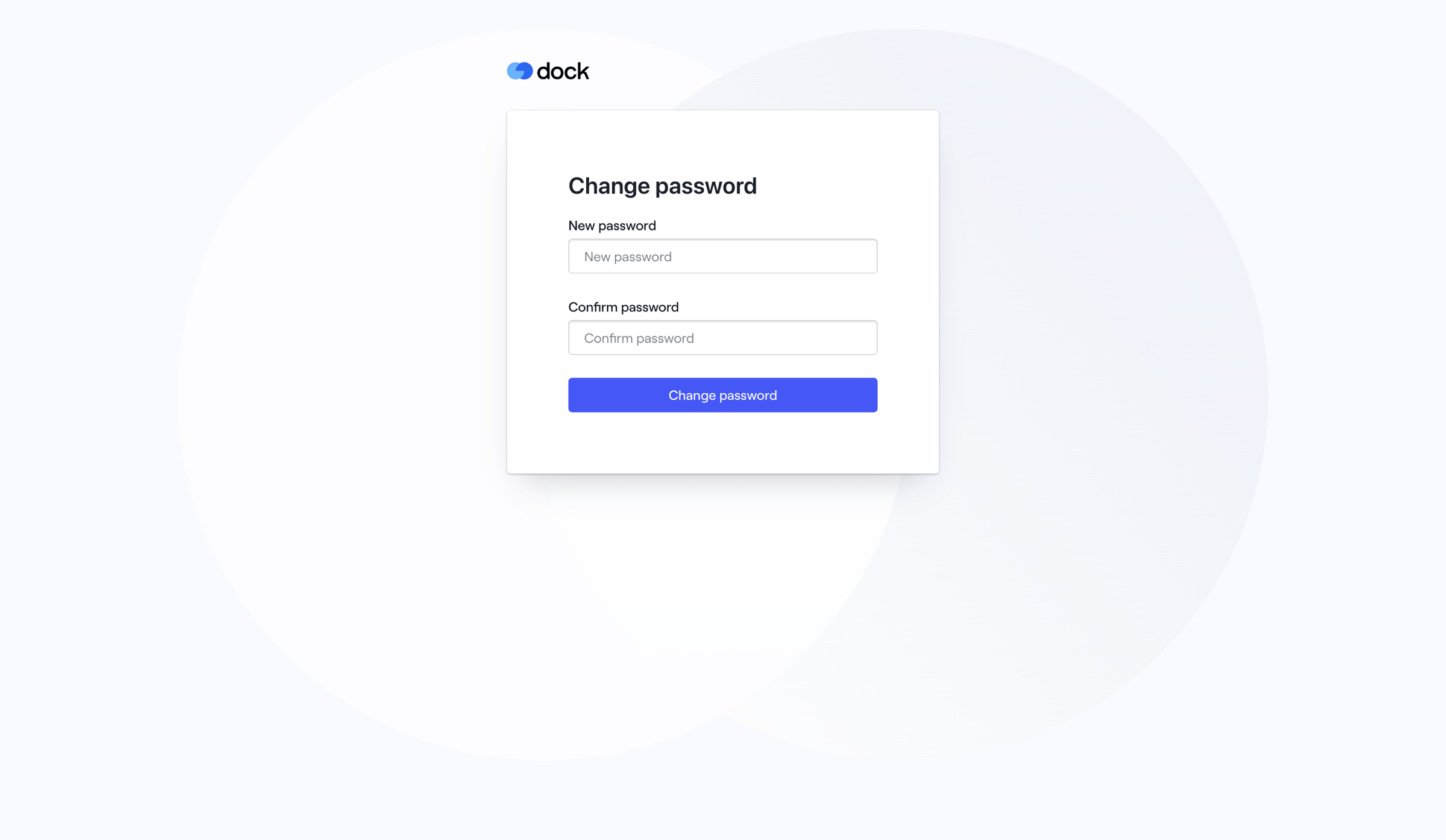 Dock - Change password · Dock screen