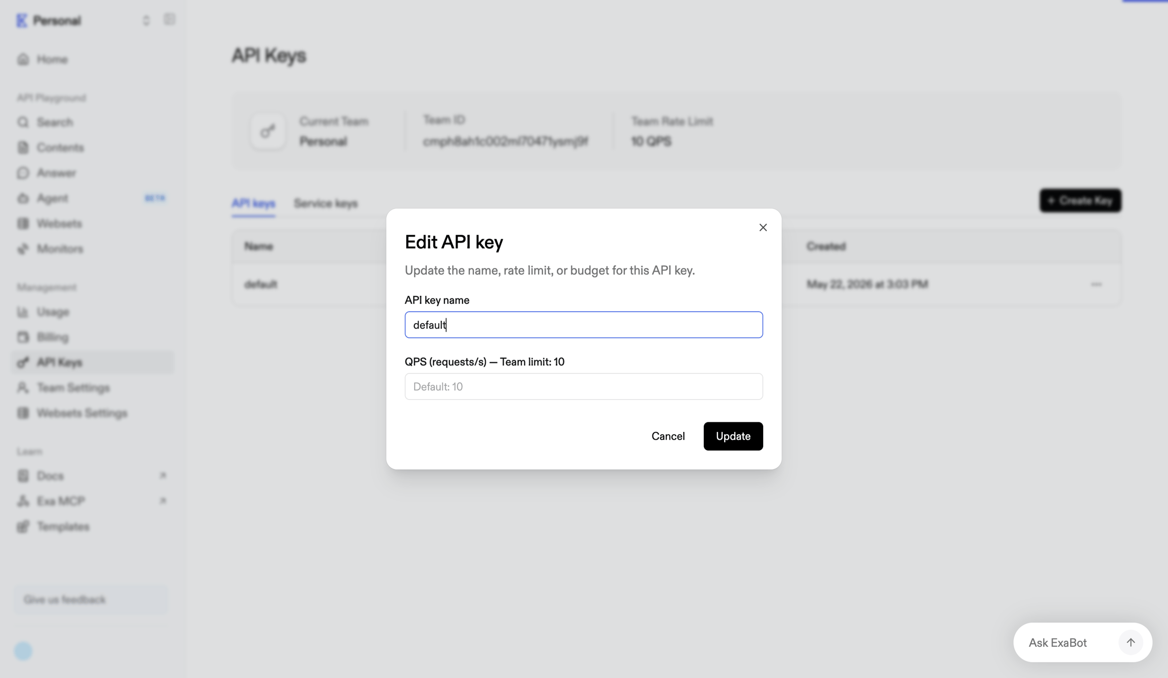 API Keys | Exa API from Exa