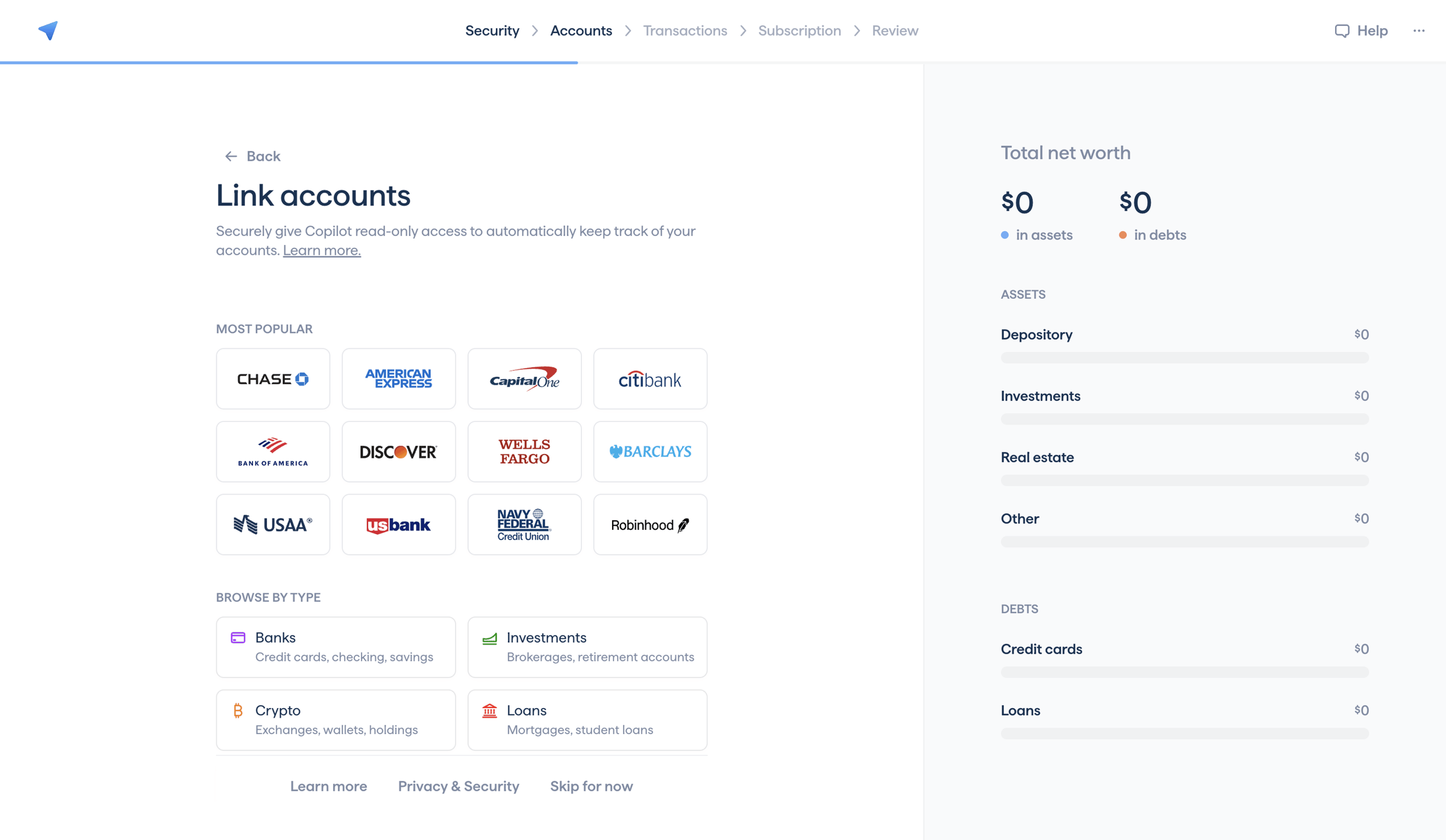 Copilot - Copilot Money | Onboarding screen