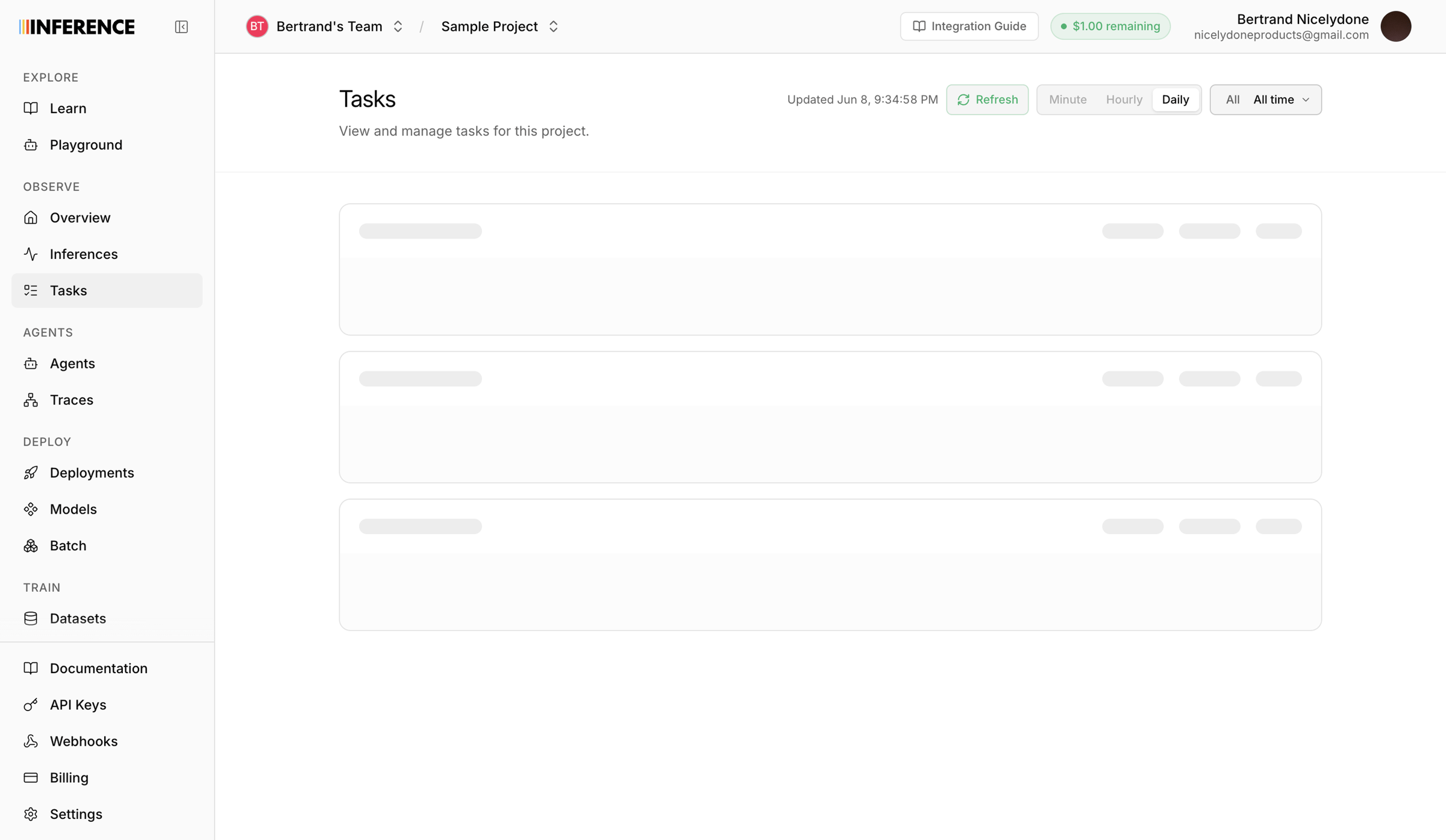 Inference - Tasks | inference.net screen
