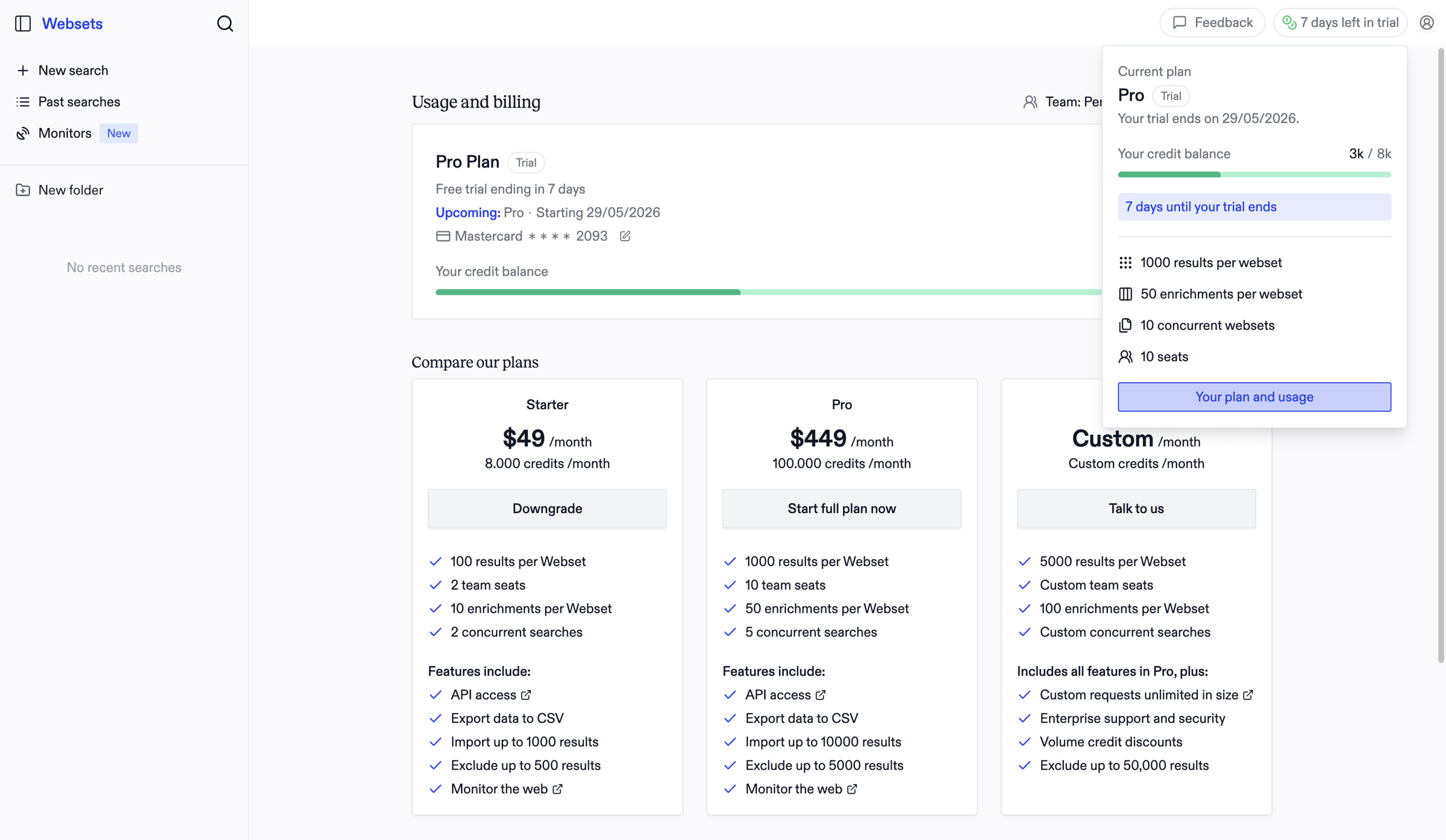 Exa - Exa Websets | People Search & B2B Lead Generation screen
