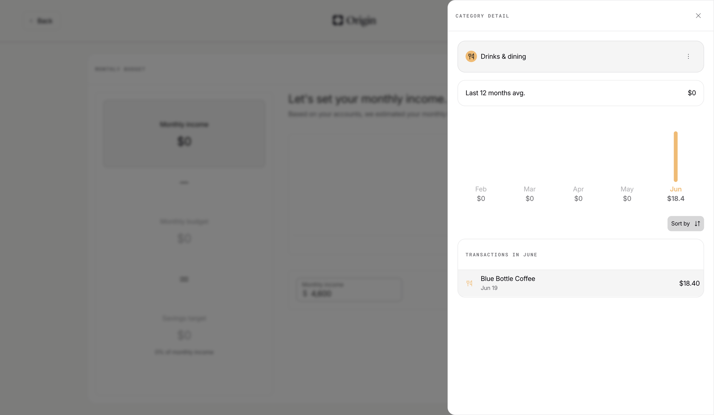 Origin Financial screen