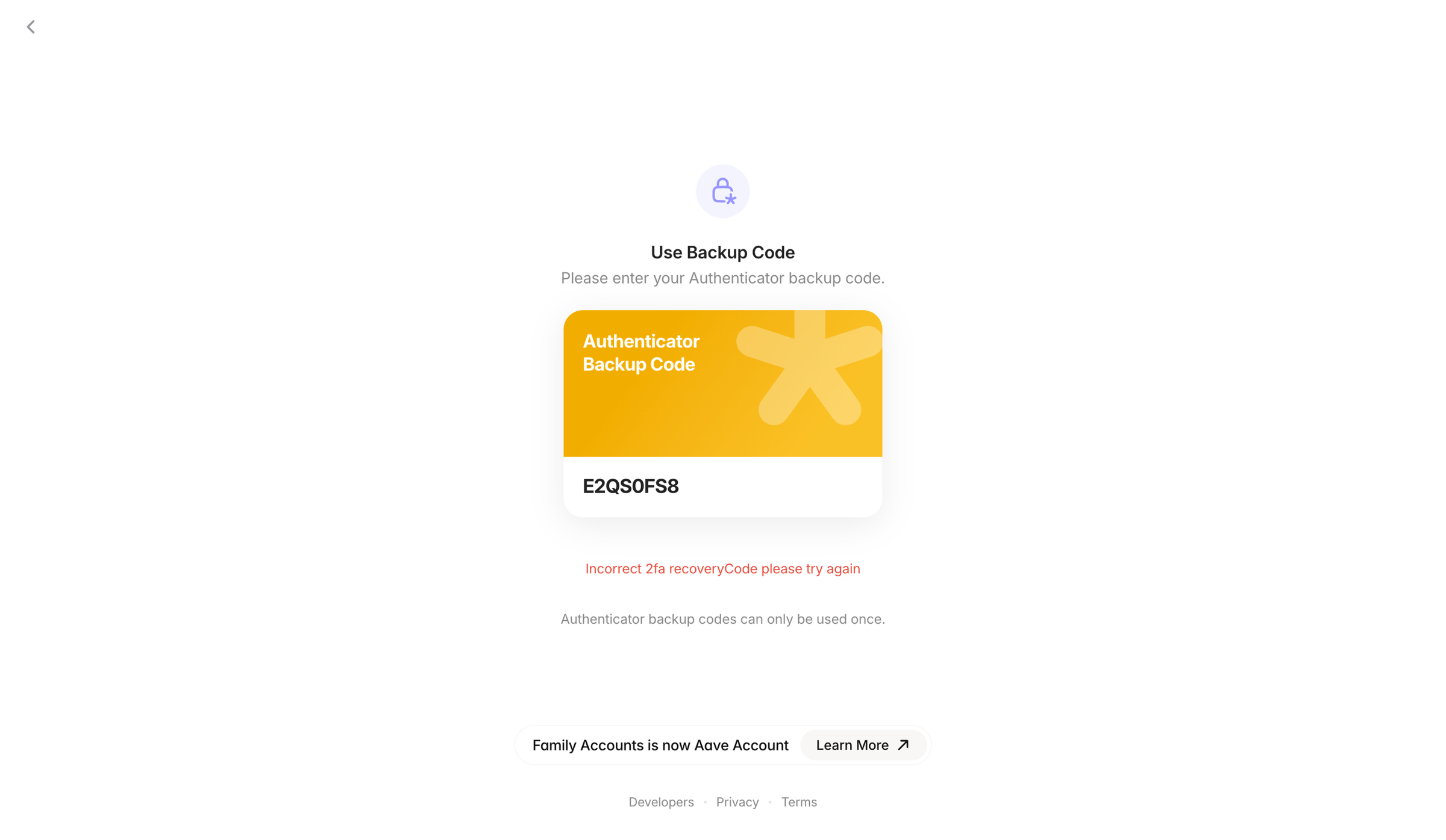 Family - Aave Account screen