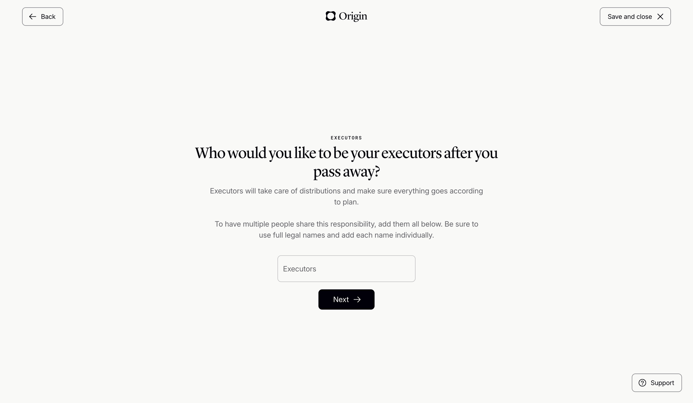Origin Financial screen