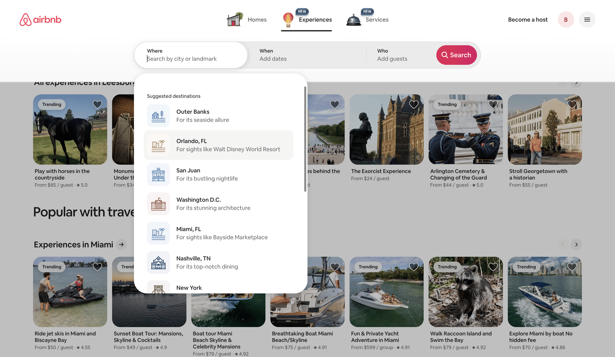 Airbnb - Airbnb Experiences - Find Things to Do Hosted by Locals screen